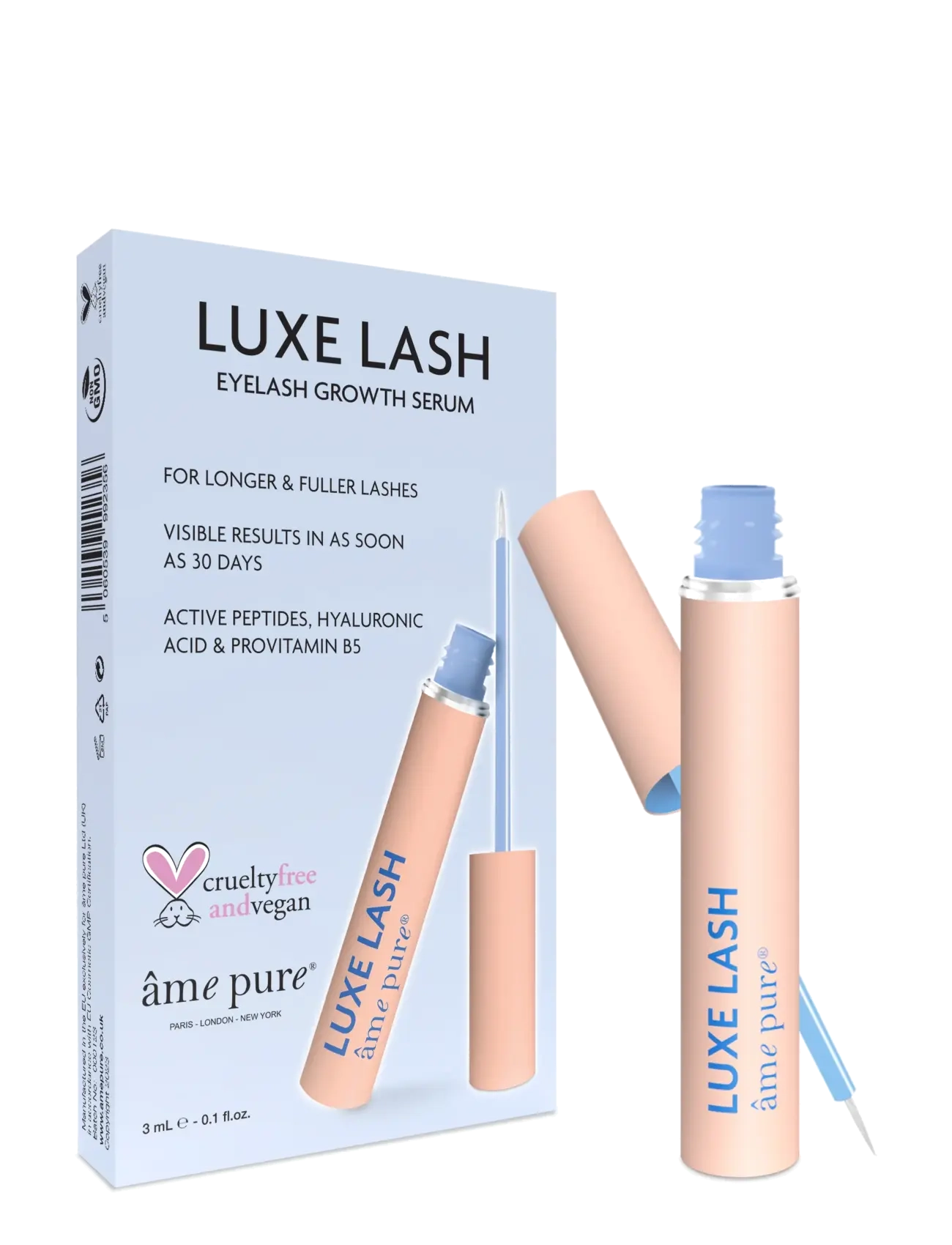 âme pure Luxe Lash Eyelash Growth Serum For Longer & Fuller Lashes, Øjenserum, Nude, Str: 3 ML