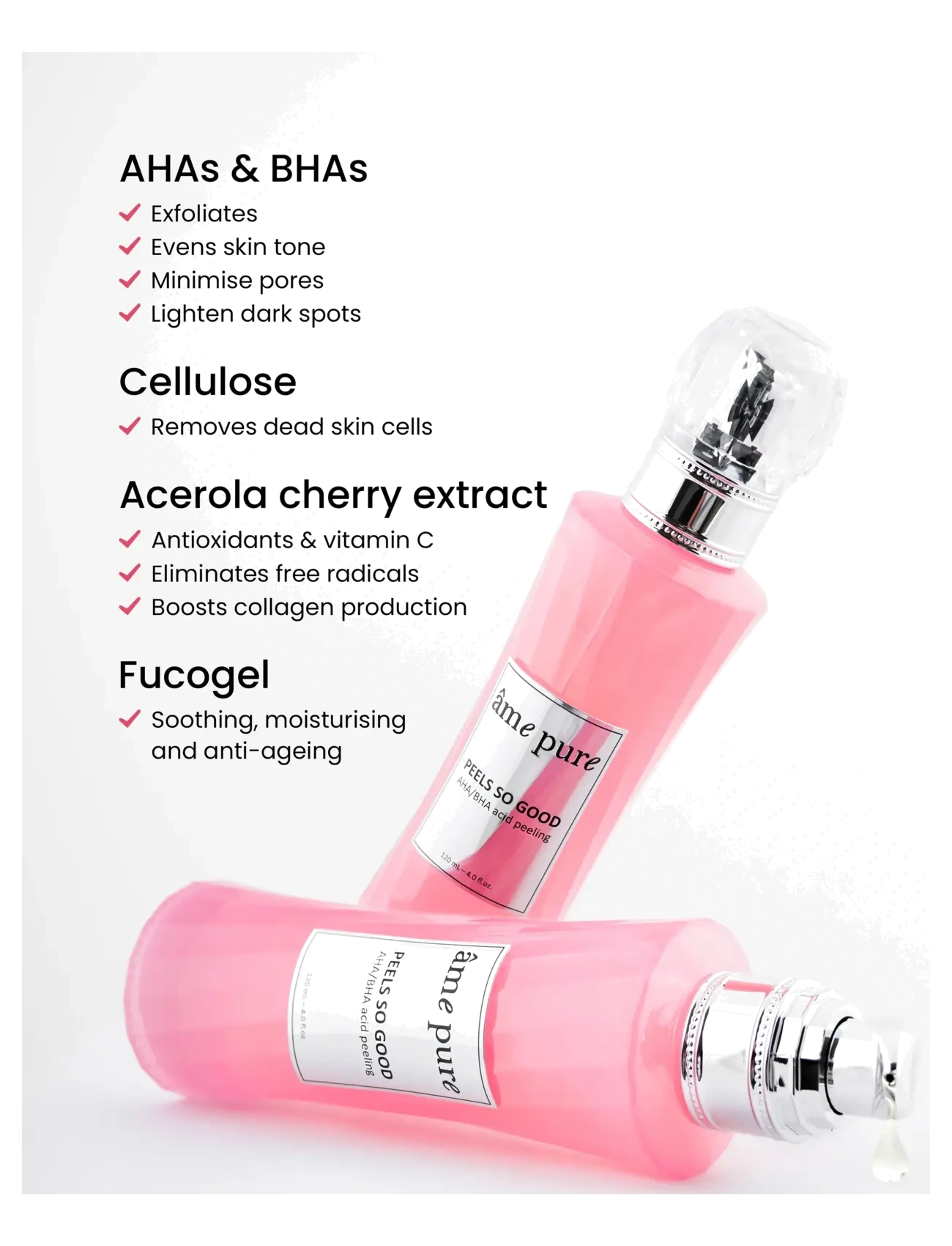 âme pure - Peels So Good - Gentle AHA BHA Fruit Acid Peeling Gel - peeling - ansigte - clear - 3