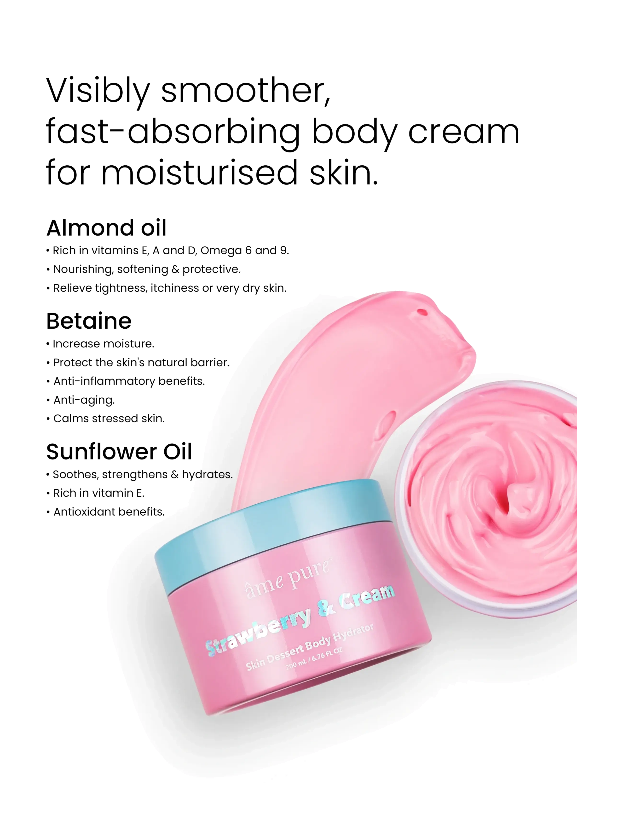âme pure - Strawberry & Cream Skin Dessert - Dry Skin Body Moisturizer - lotion & creme - pink - 2