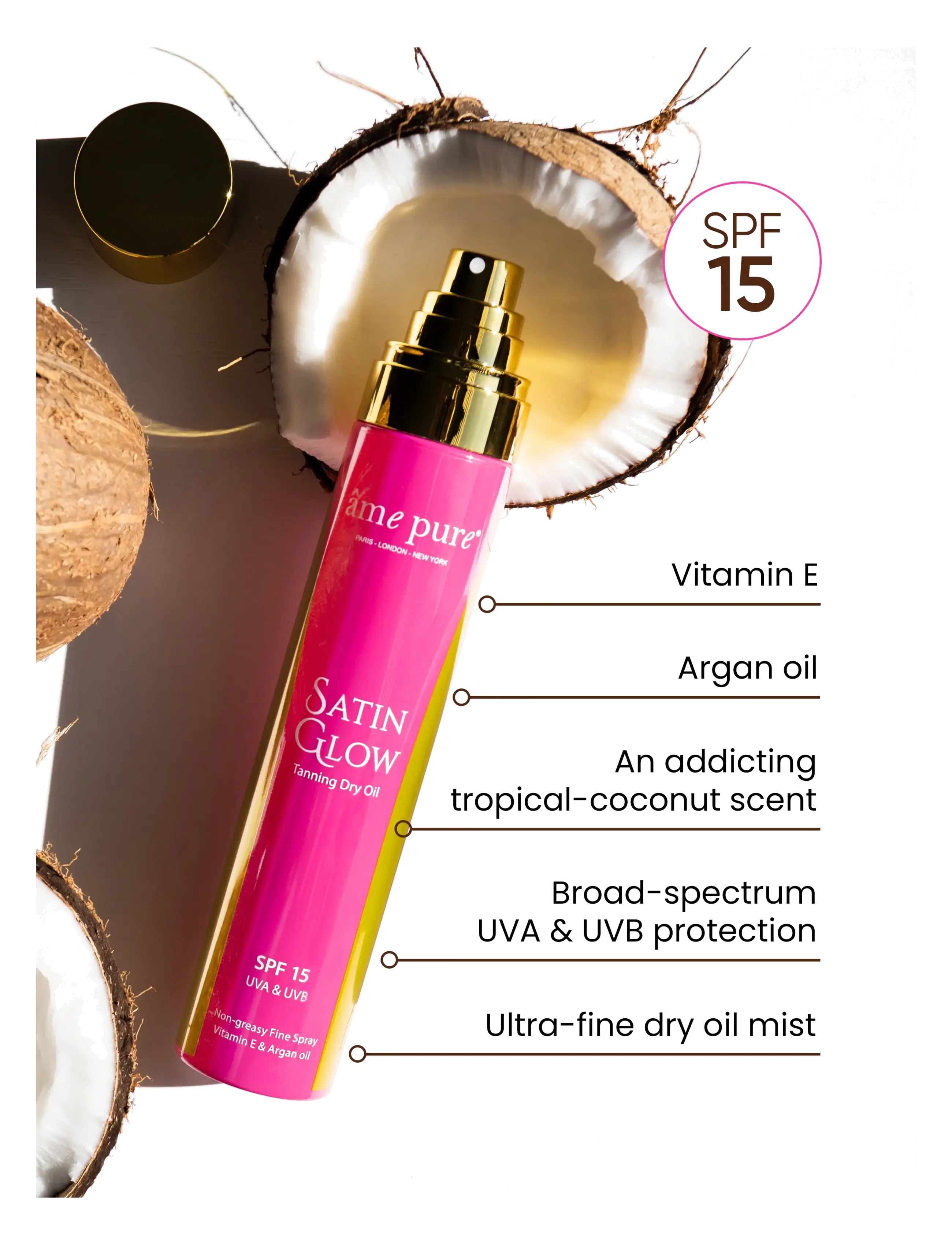 Satin Glow Sunscreen Tanning Dry Oil Spray Spf 15 5