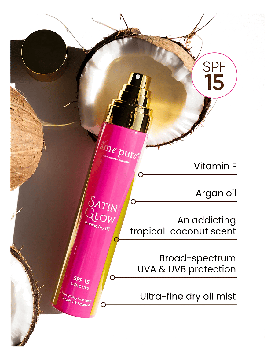 âme pure - Satin Glow - Sunscreen Tanning Dry Oil Spray | SPF 15 - kreem - clear - 4