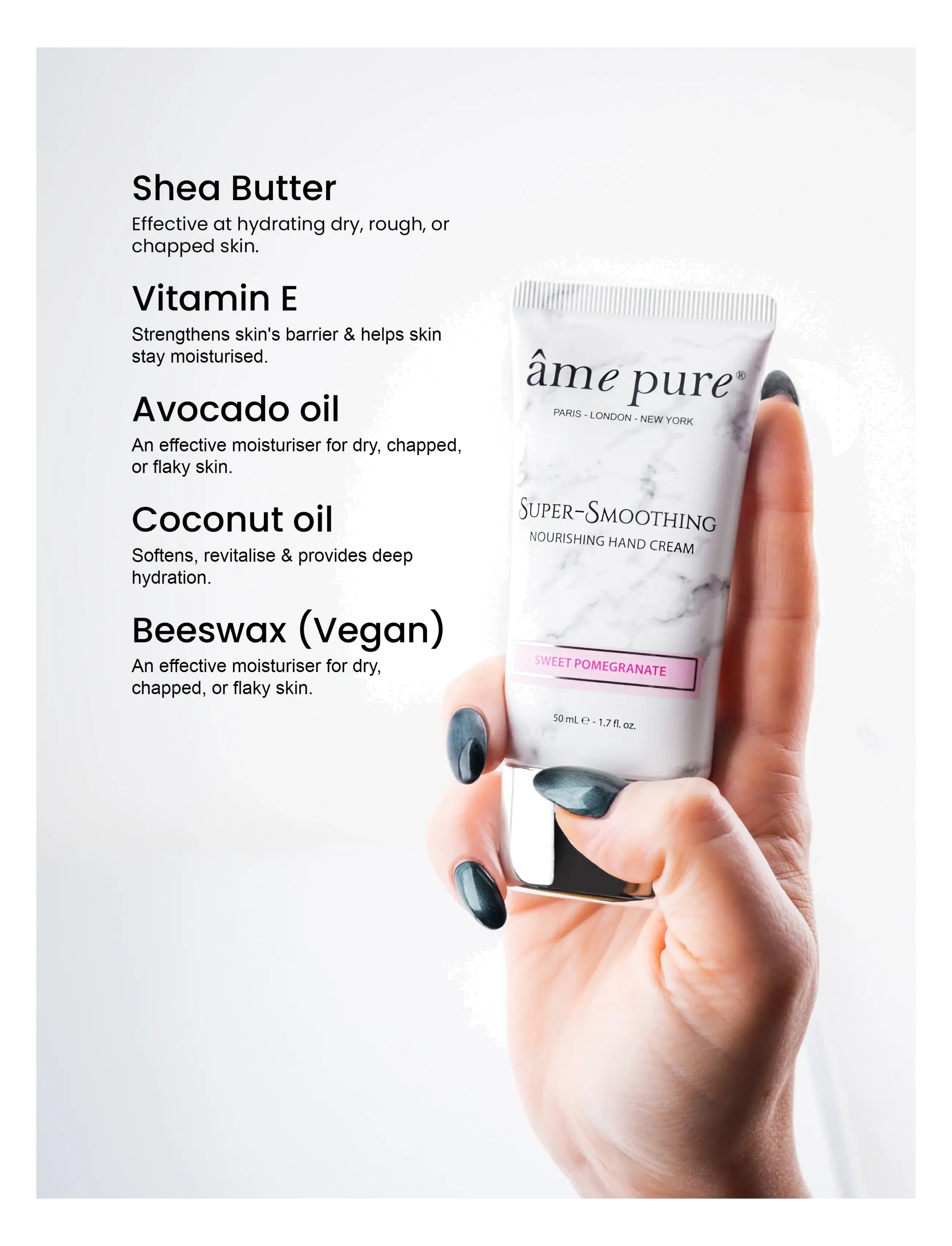 âme pure - Super-Smoothing Hand Cream for Dry Hands with Vitamin E - håndcremer - pink - 3