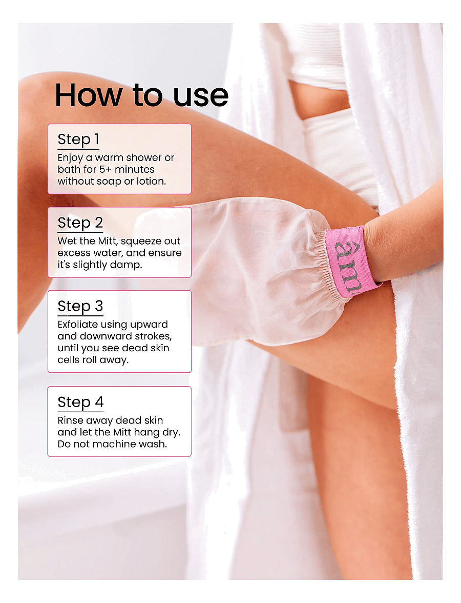 âme pure - So Silky Mitt - 100% Pure Silk Exfoliating Body Peel Glove - pink - 4