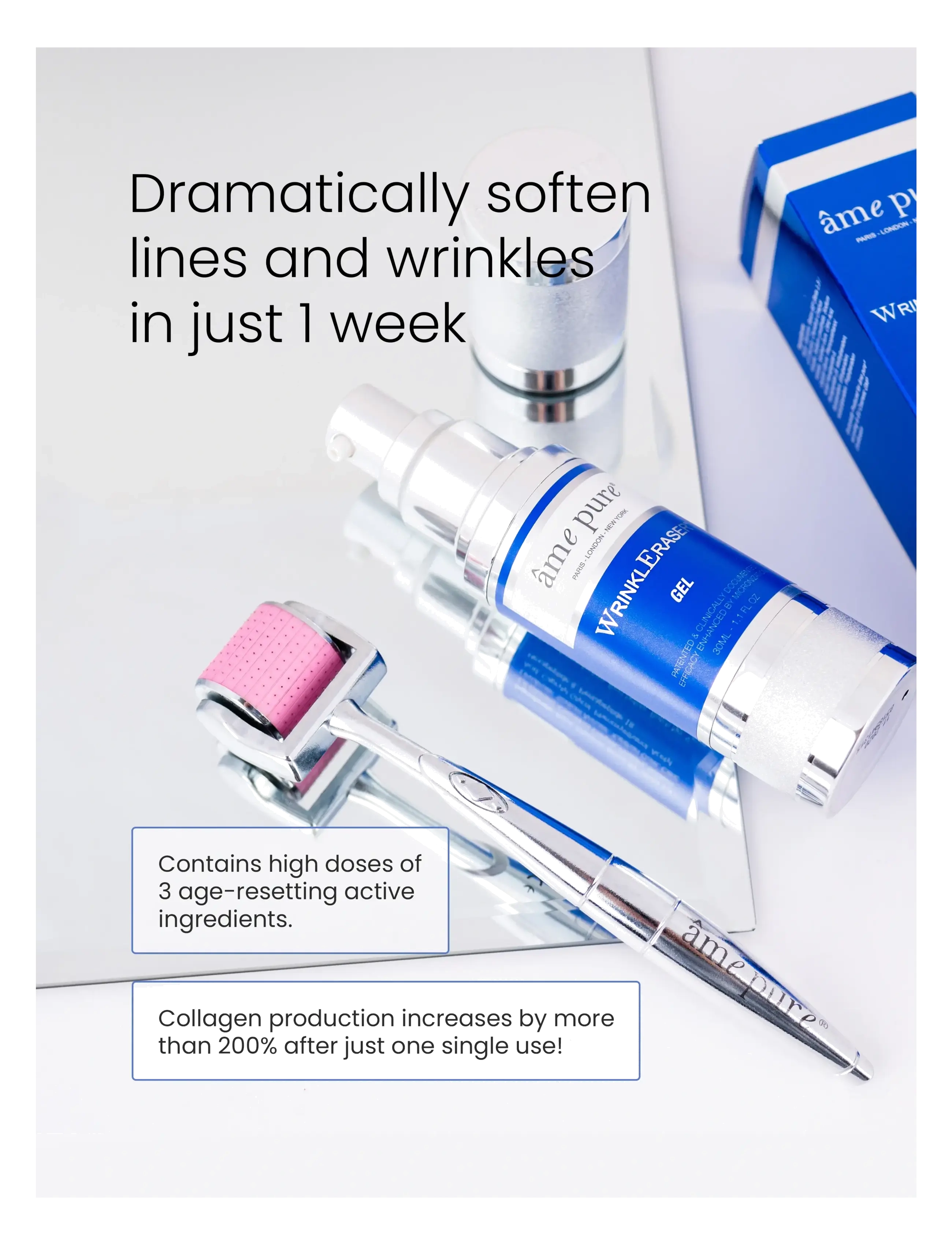 âme pure - WrinklEraser BASIC - Anti-Age Microneedling Derma Roller Kit - blue-silver - 2