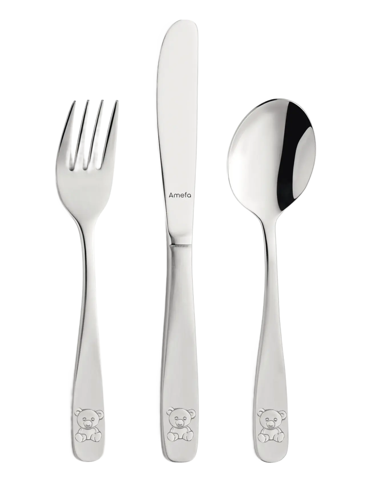 AMEFA Children Cutlery Set Bear 3-Psc Silber - One Size - Kinder