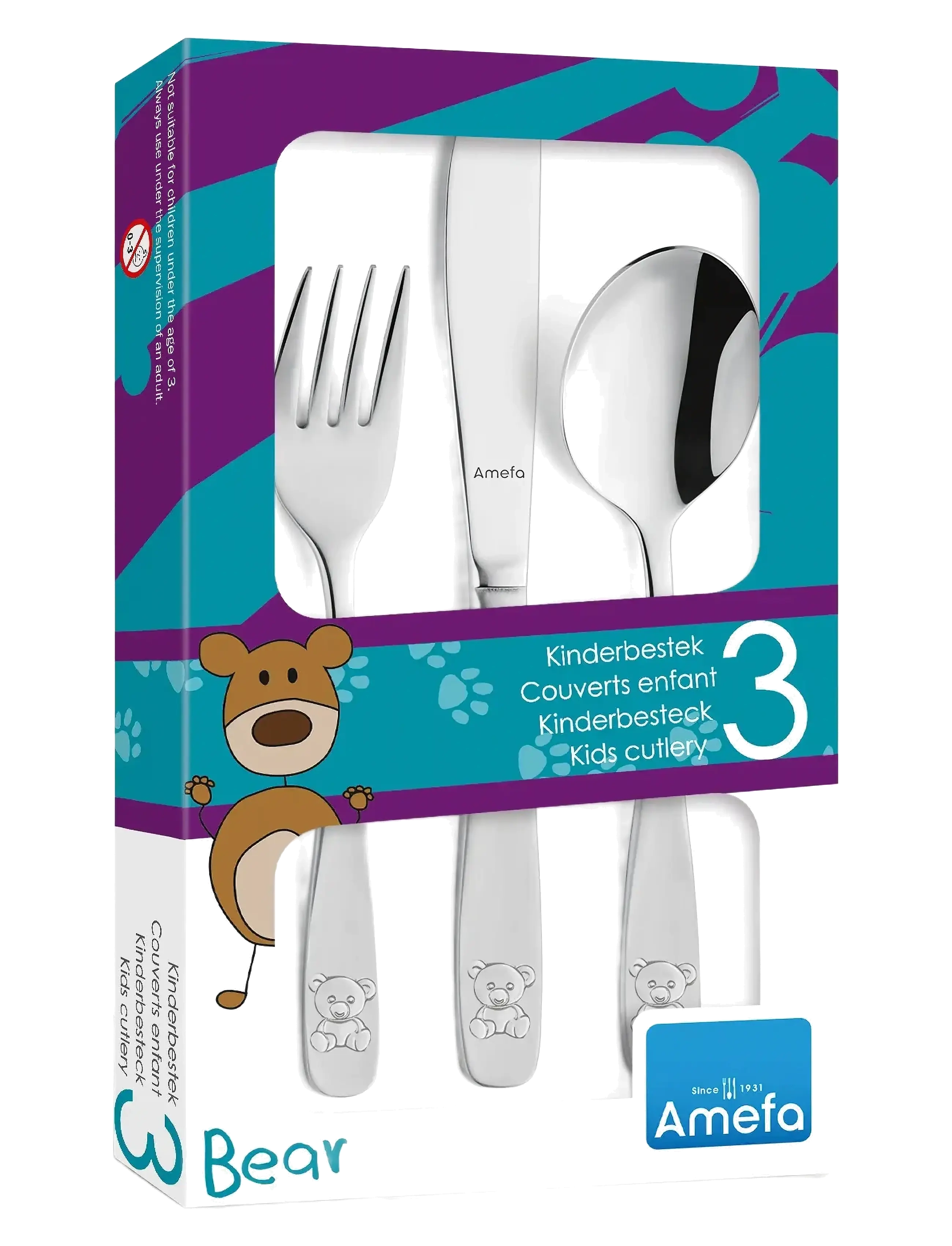 Amefa - Children Cutlery Set Bear 3-psc - die niedrigsten preise - stainless sttel - 1