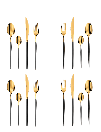 Amefa Soprano Cutlery Set 16-pcs - Astiat - BLACK/CHAMPAGNE / gold