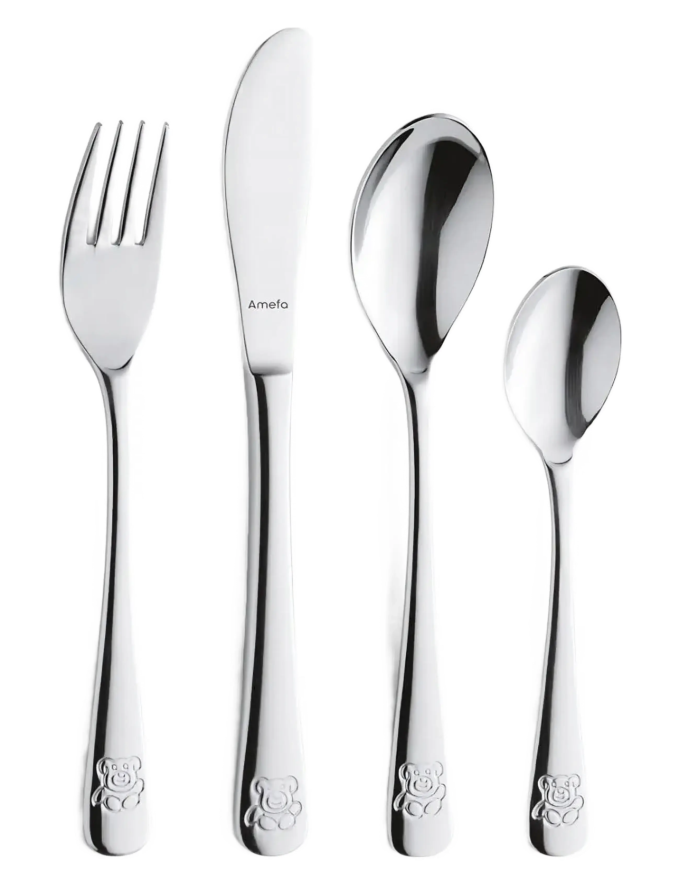 AMEFA Children Cutlery Set Teddy 4-Psc Braun - One Size - Kinder