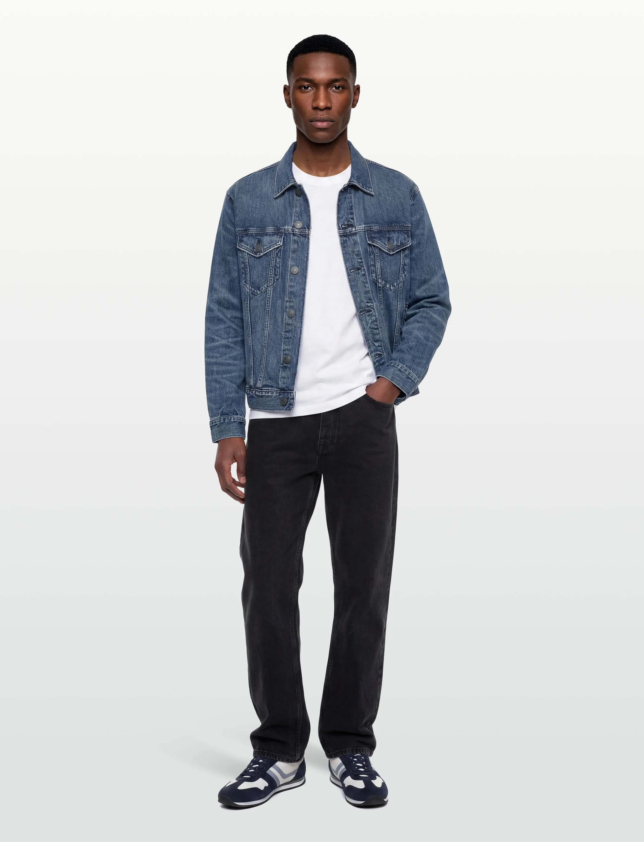 American Eagle Indigo Classic Denim Trucker Jacket, XS, Denim, Blau - Unlined Jackets, Männerswear