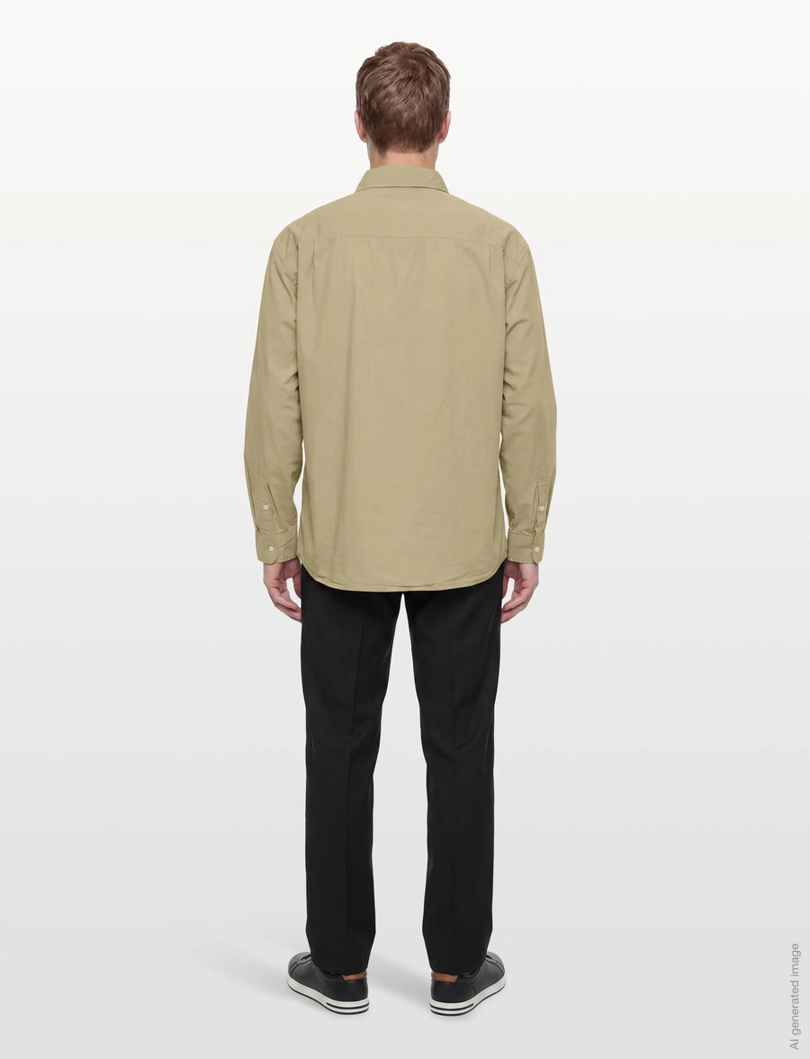 American Eagle - FADED KHAKI OVERSIZED CSC GARMENT DYE POPLIN SHIRT - casual skjortor - dune khaki - 4