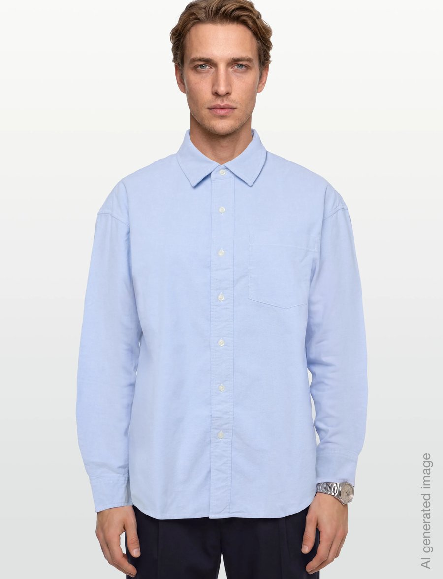 American Eagle - PERFECT BLUE OVERSIZED CSC YD OXFORD SHIRT - oxford shirts - ice blue - 3