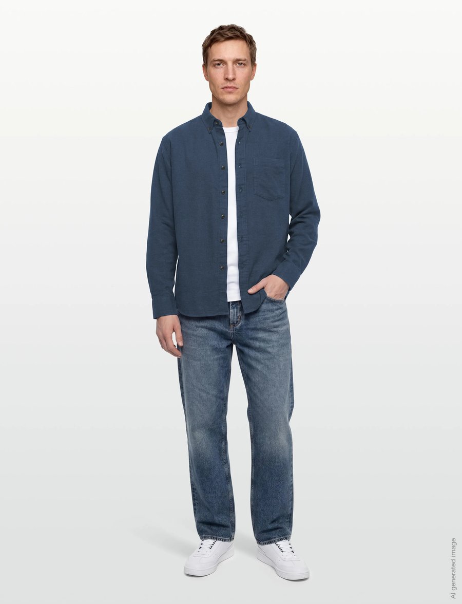 American Eagle - INDIGO BLOSSOM OVERSIZED BD BIRCH FLANNEL SHIRT - flanell-hemden - navy - 0