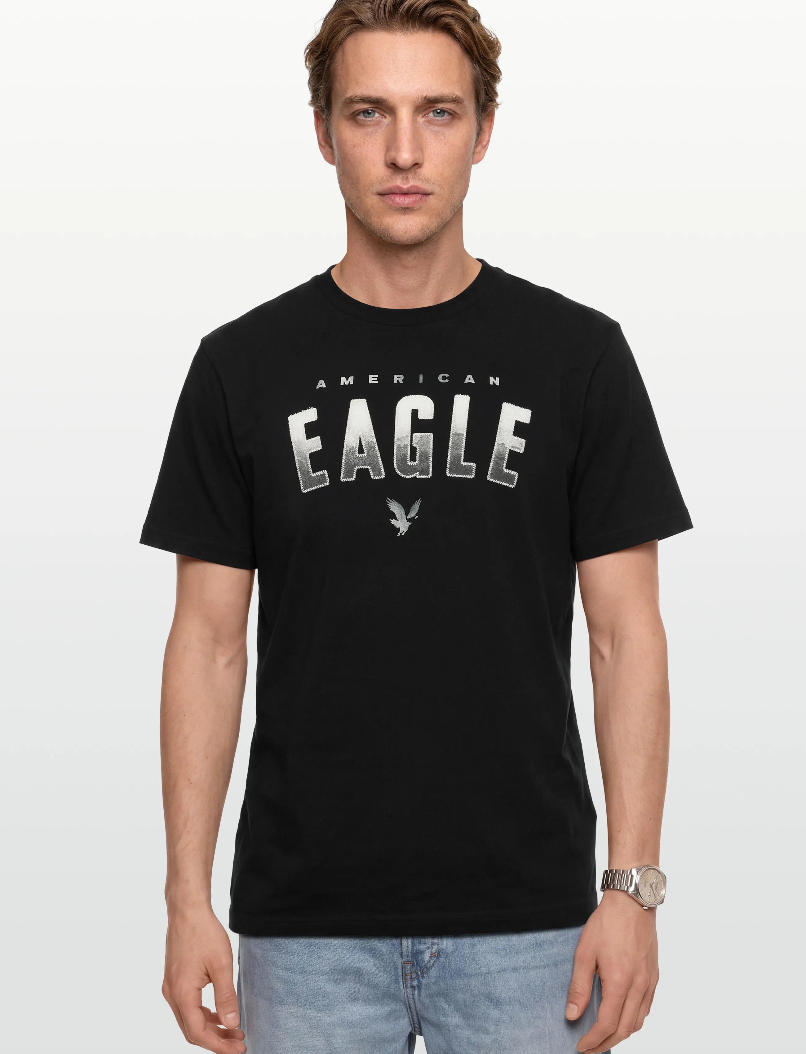 American Eagle - G SS INTL ELEVATED SET IN TEE- PC DYE + SERIOUSLY SOFT WASH - short-sleeved t-shirts - black - 3