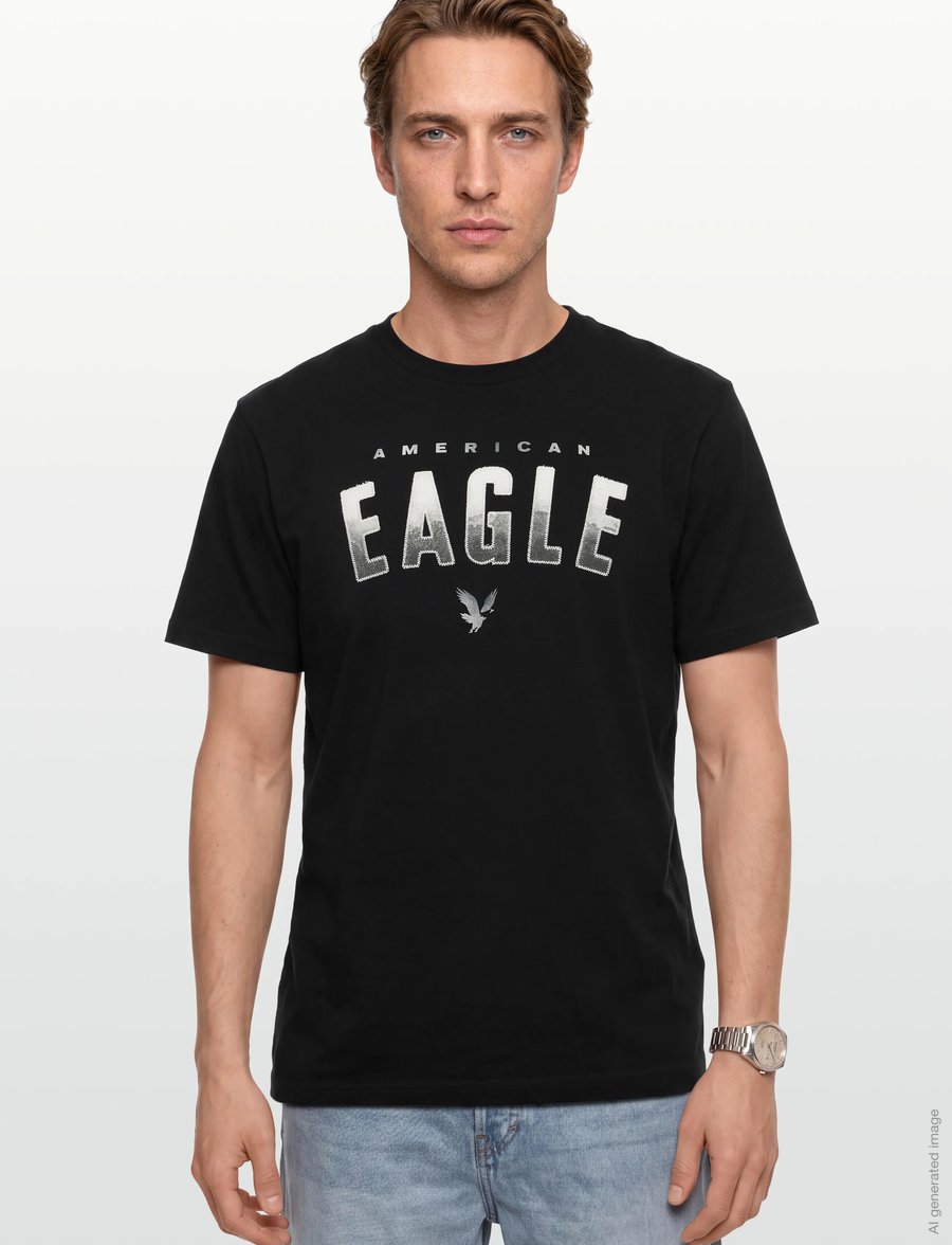 American Eagle - G SS INTL ELEVATED SET IN TEE- PC DYE + SERIOUSLY SOFT WASH - short-sleeved t-shirts - black - 3