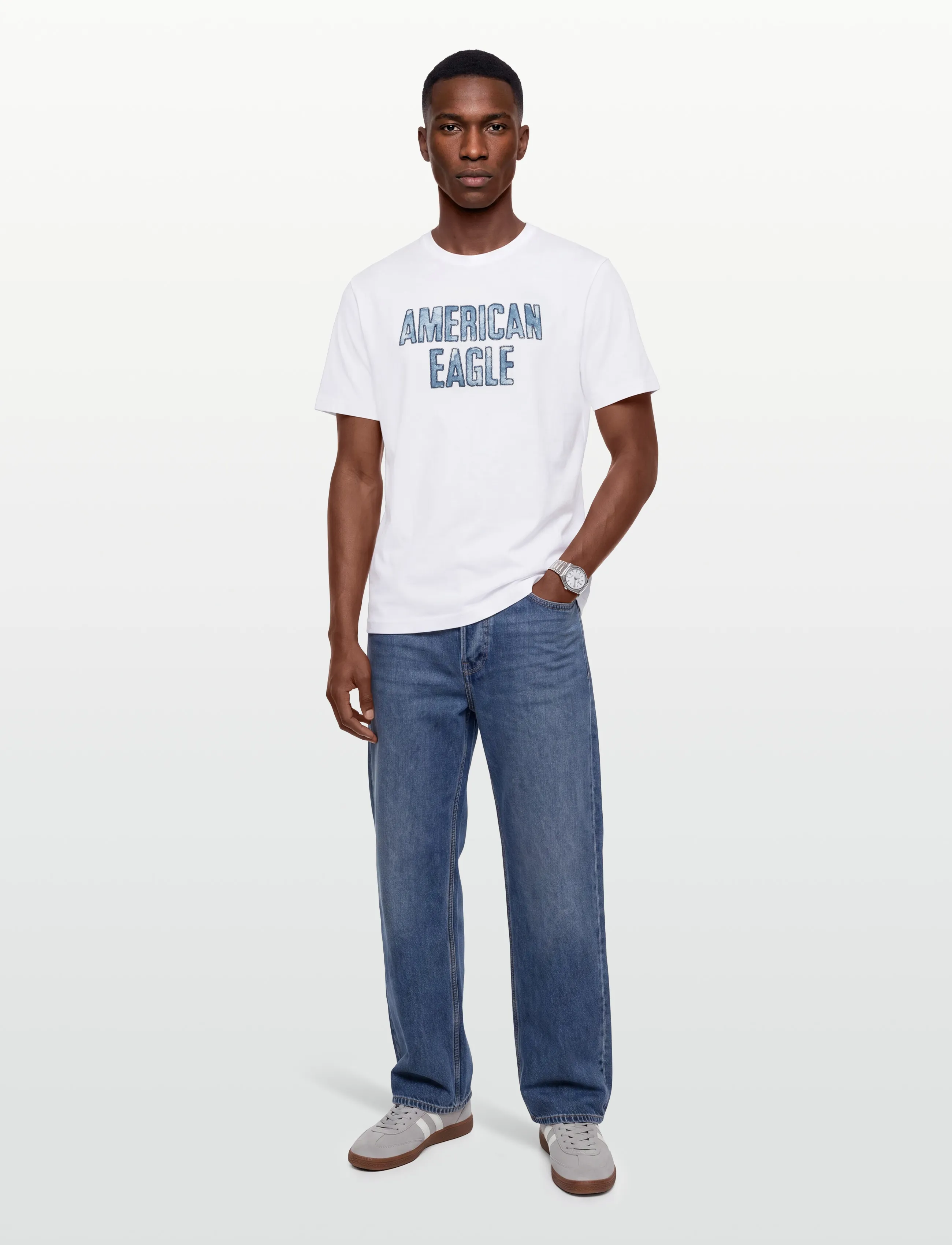 American Eagle G SS INTL ELEVATED SET IN TEE- PC DYE + SERIOUSLY SOFT WASH - T-särgid - AIR WHITE / white