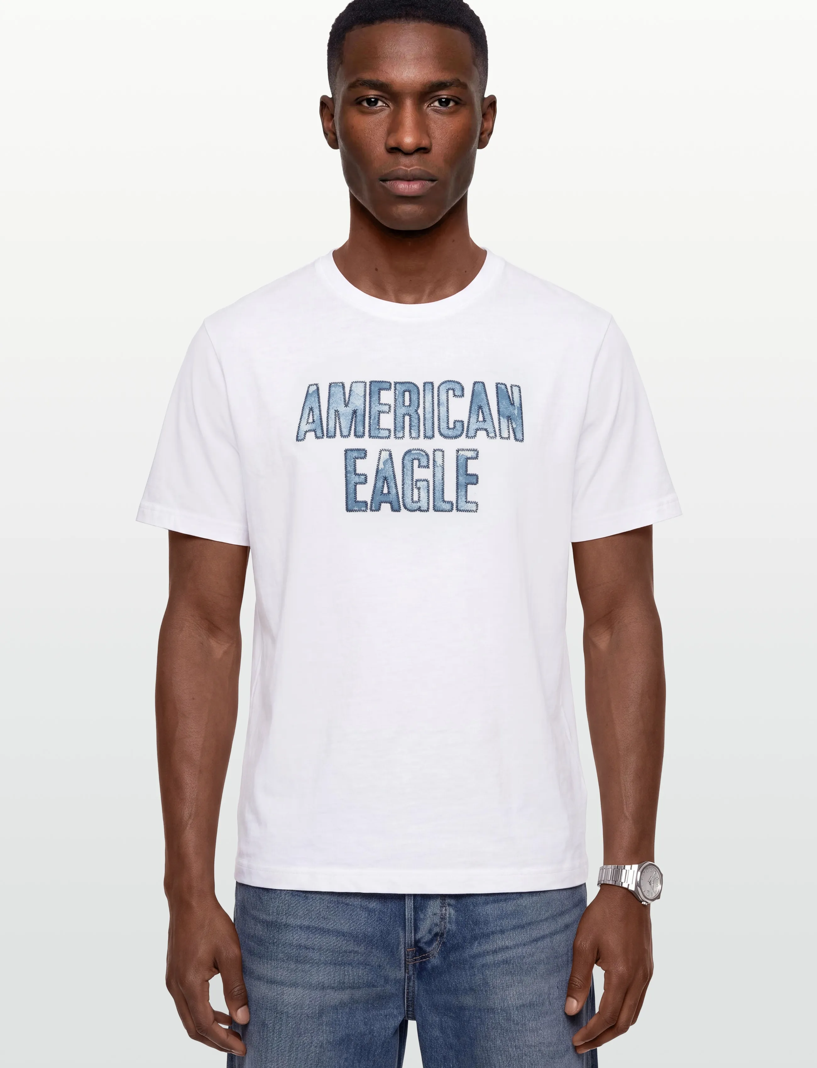 American Eagle - G SS INTL ELEVATED SET IN TEE- PC DYE + SERIOUSLY SOFT WASH - short-sleeved t-shirts - air white - 3