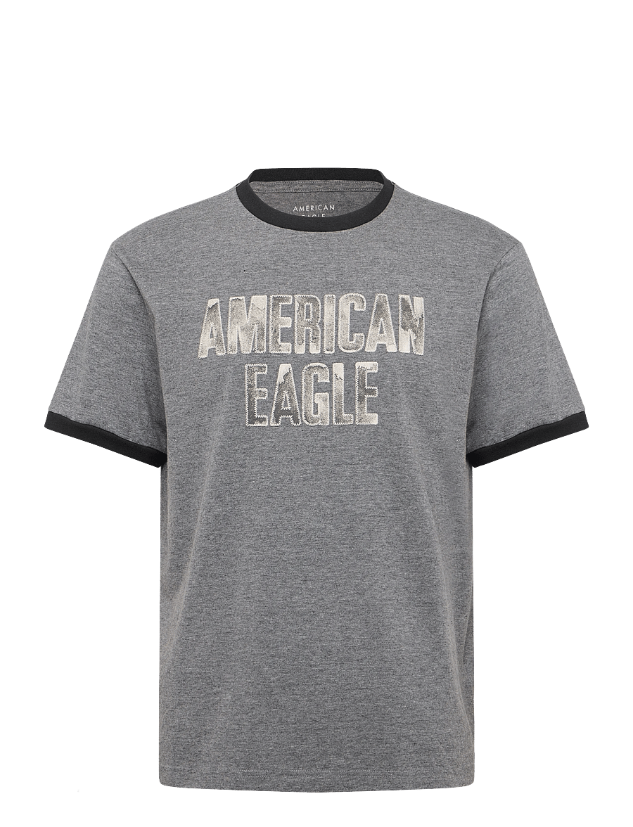 American Eagle - G SS INTL ELEVATED SET IN RINGER TEE- PC DYE + SERIOUSLY SOFT WASH - kortärmade t-shirts - grey - 0