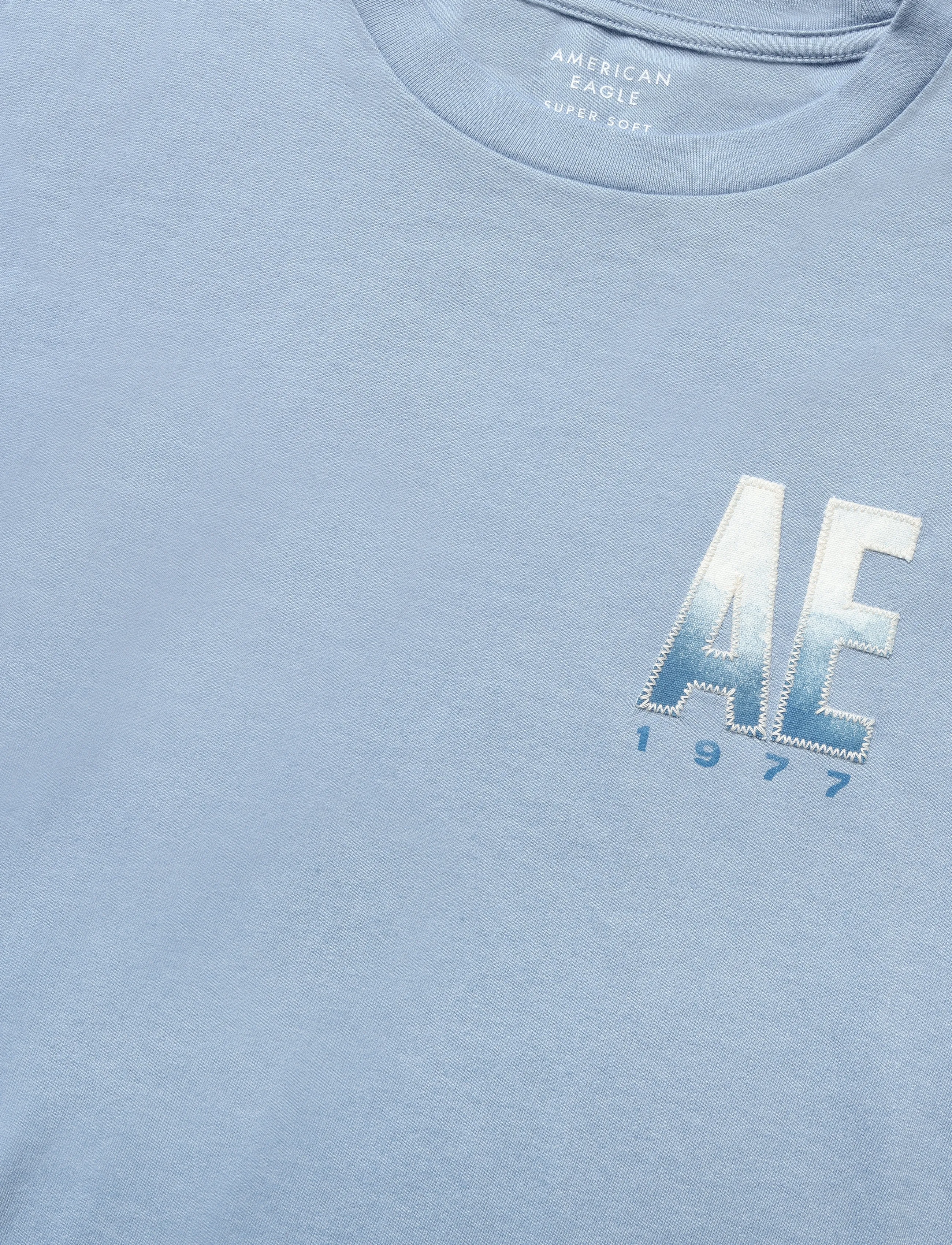 American Eagle - G SS INTL ELEVATED SET IN TEE- CVC FAUX HTHR + SERIOUSLY SOFT WASH - ice blue - 2