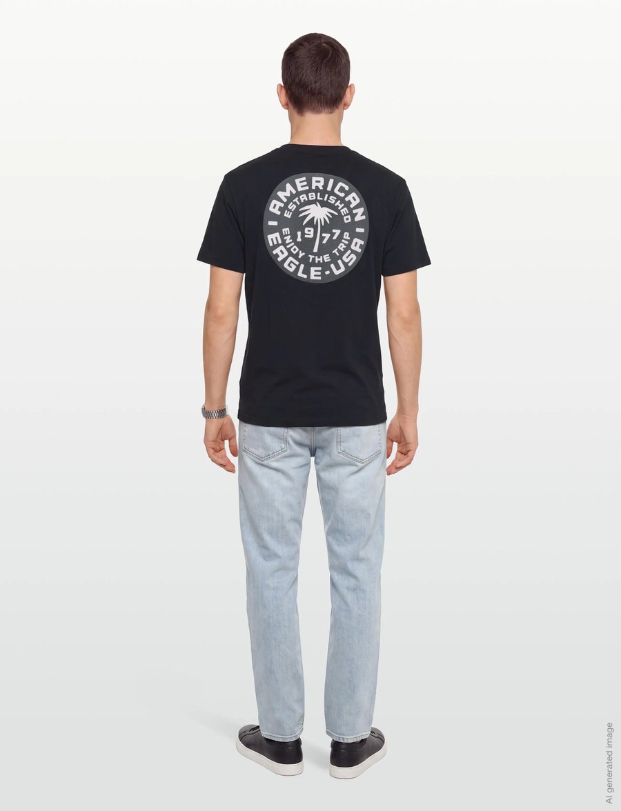 American Eagle - G SS 1 SET IN TEE- PC DYE + SERIOUSLY SOFT WASH - kurzärmelige t-shirts - black - 4