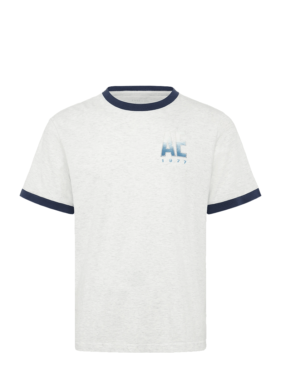 American Eagle - G SS INTL ELEVATED SET IN RINGER TEE- HTHR + SERIOUSLY SOFT WASH - kortärmade t-shirts - heather frost - 0
