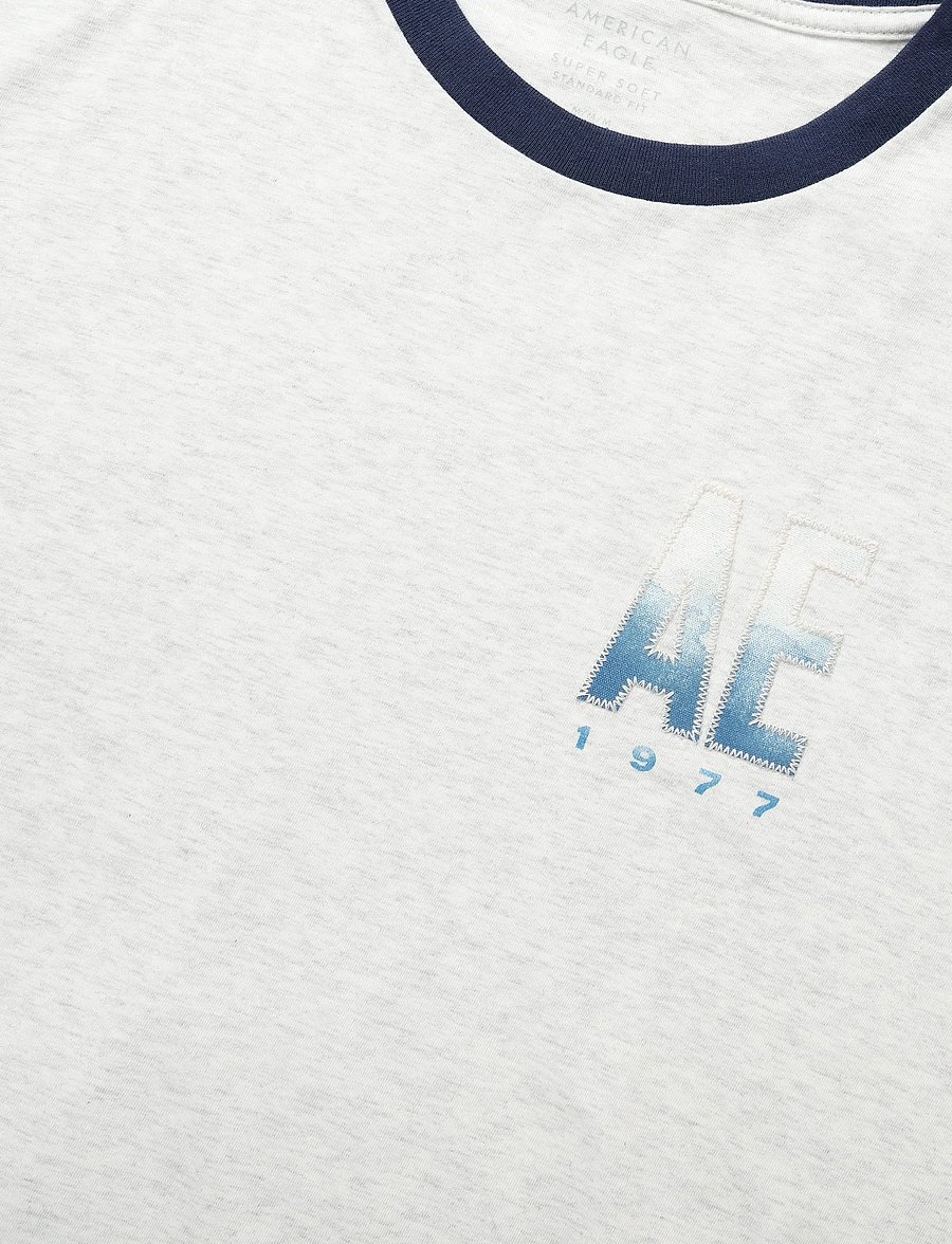 American Eagle - G SS INTL ELEVATED SET IN RINGER TEE- HTHR + SERIOUSLY SOFT WASH - kortärmade t-shirts - heather frost - 2