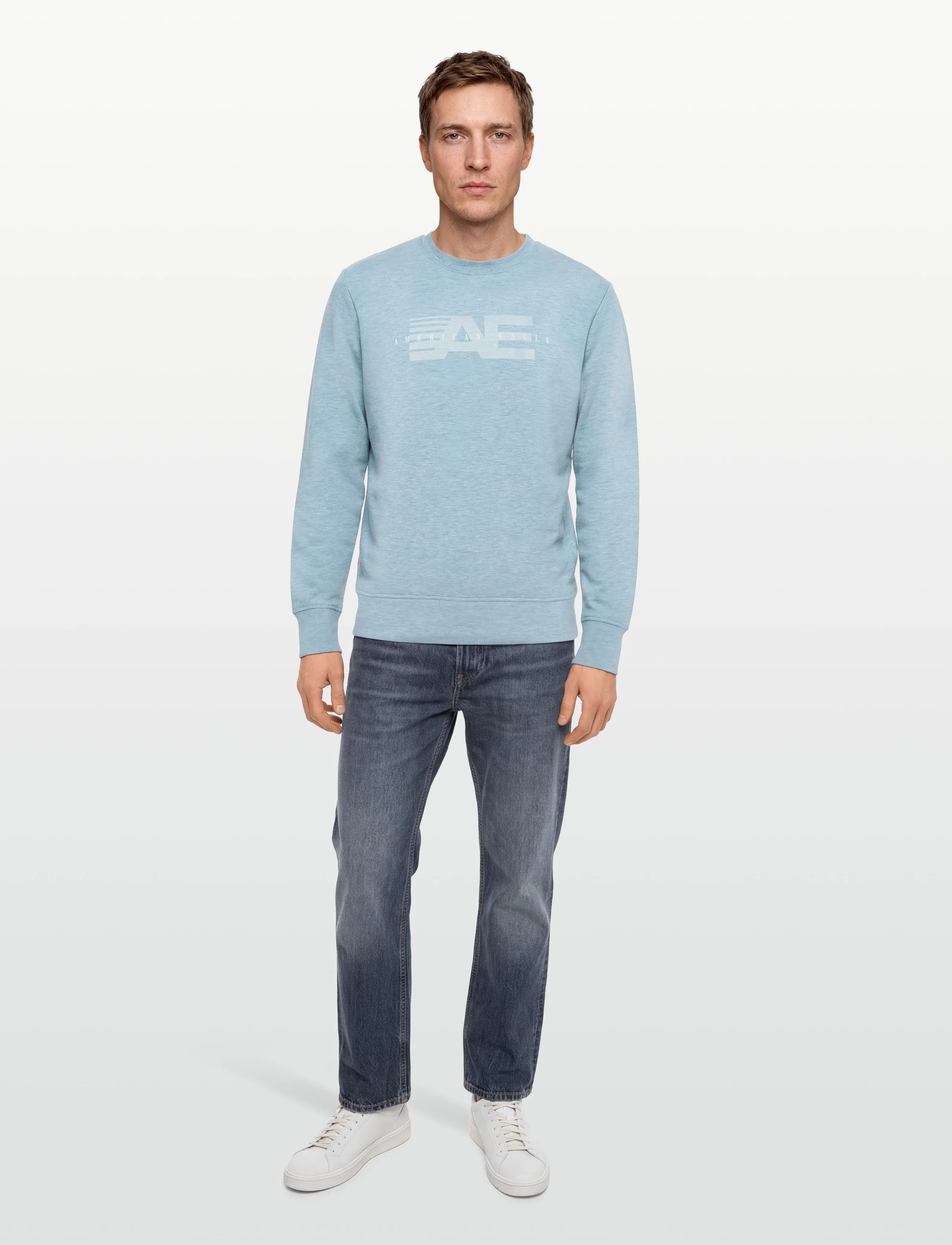 American Eagle 2264 INTL HEATHER MANCHEGO CREW - Sweatshirts & Hoodies - SKY BLUE / blue