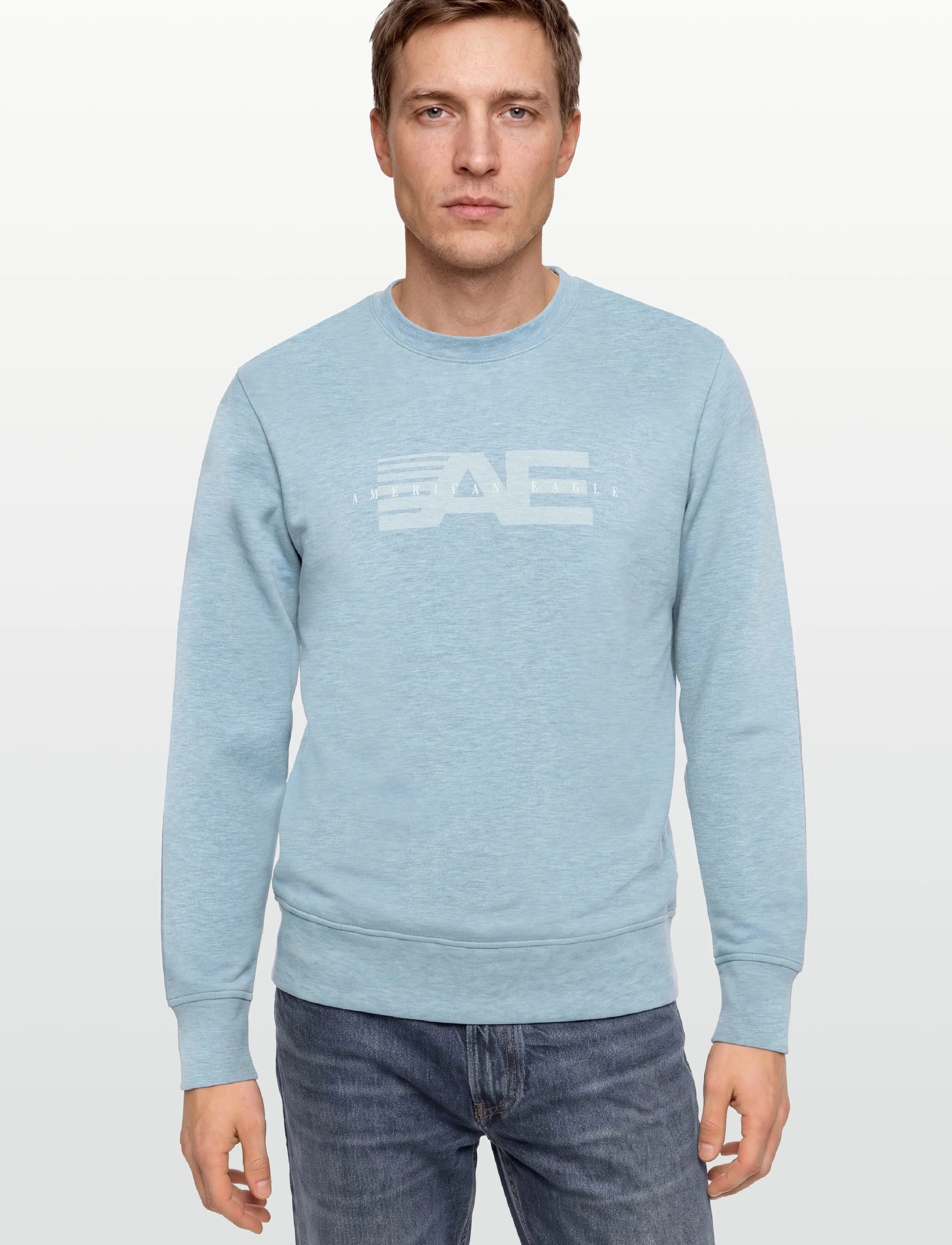 American Eagle - 2264 INTL HEATHER MANCHEGO CREW - sweatshirts - sky blue - 3