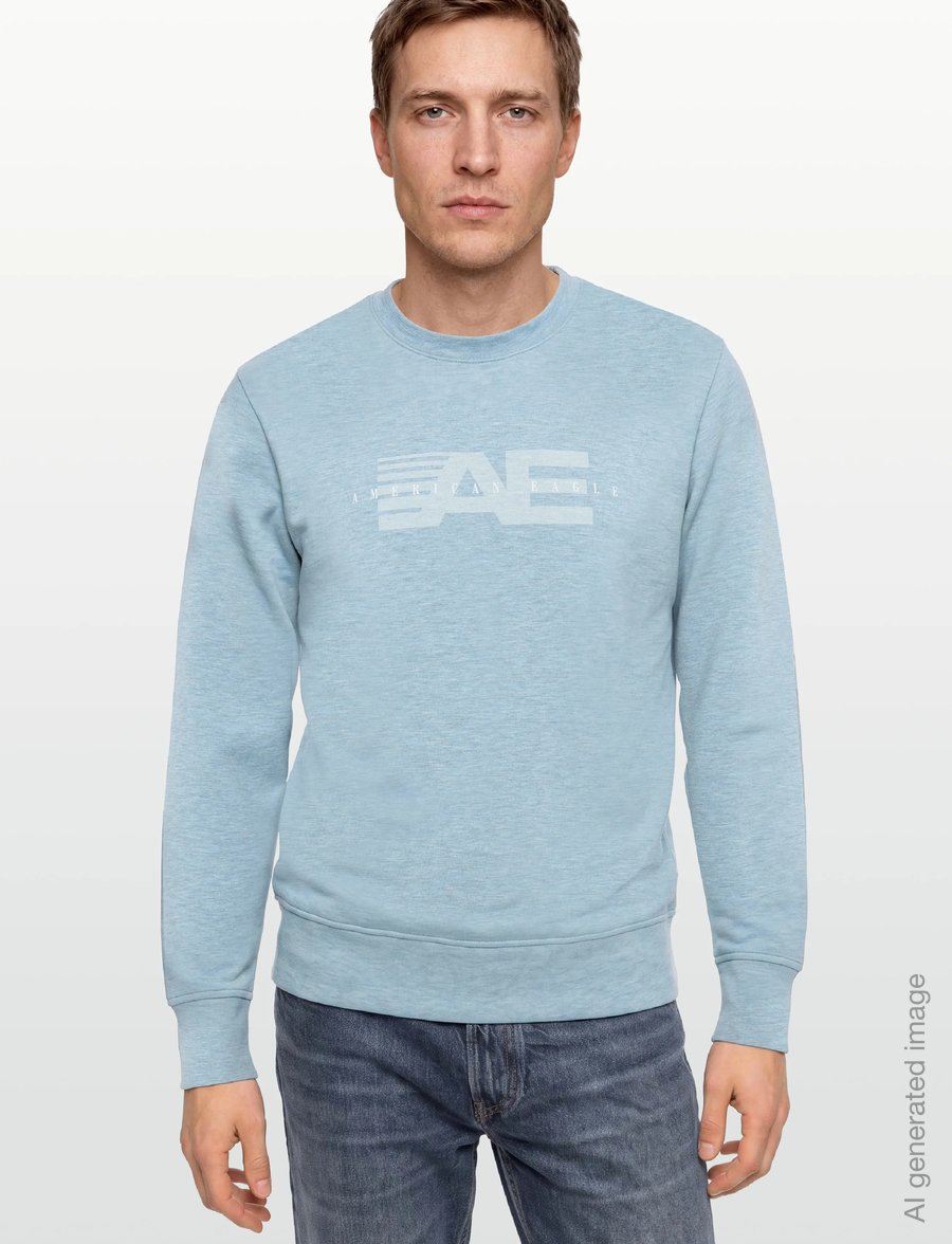 American Eagle - 2264 INTL HEATHER MANCHEGO CREW - sweatshirts - sky blue - 3