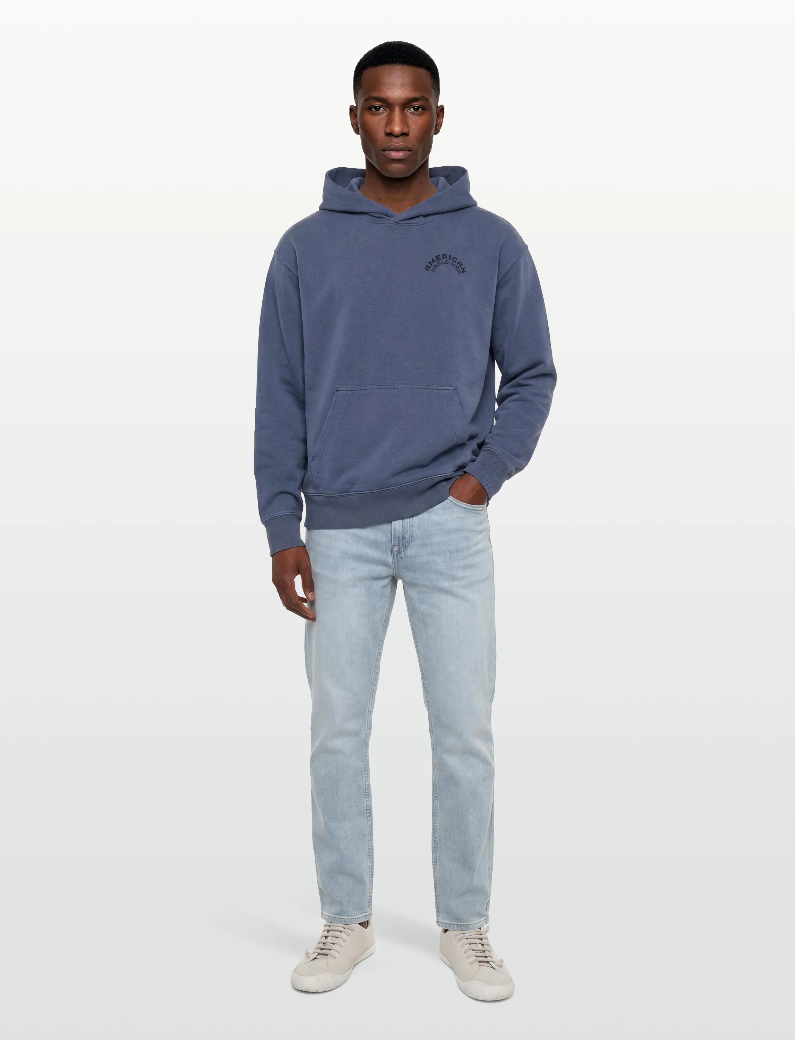 American Eagle 2270 FRENCH TERRY GD GRAPHIC HOOD - Nyheder - TIDAL BLUE / blue
