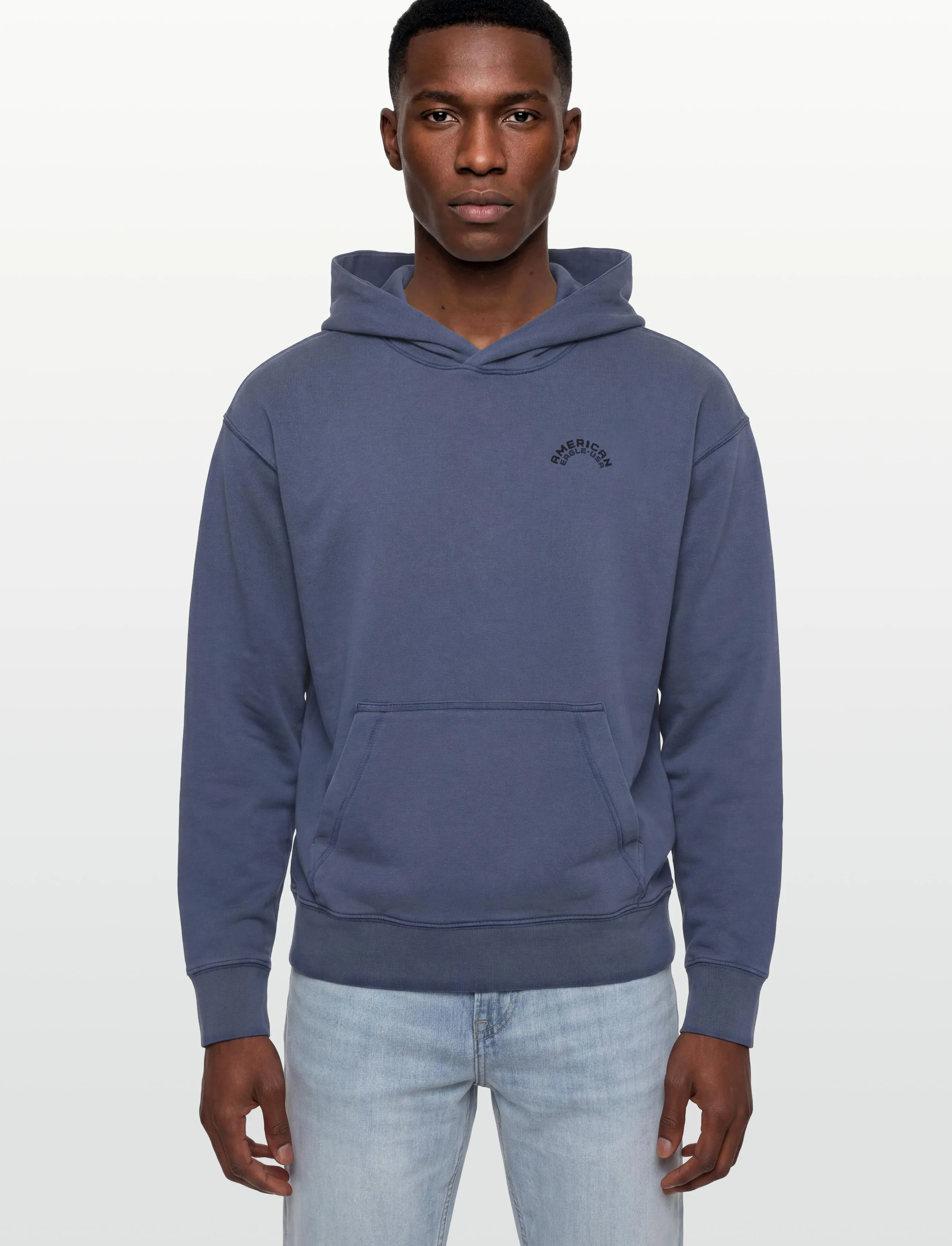 American Eagle - 2270 FRENCH TERRY GD GRAPHIC HOOD - kapuutsiga pusad - tidal blue - 3