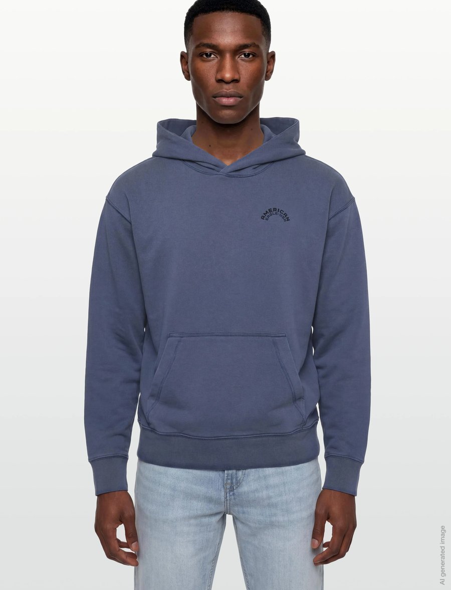 American Eagle - 2270 FRENCH TERRY GD GRAPHIC HOOD - kapuutsiga pusad - tidal blue - 3