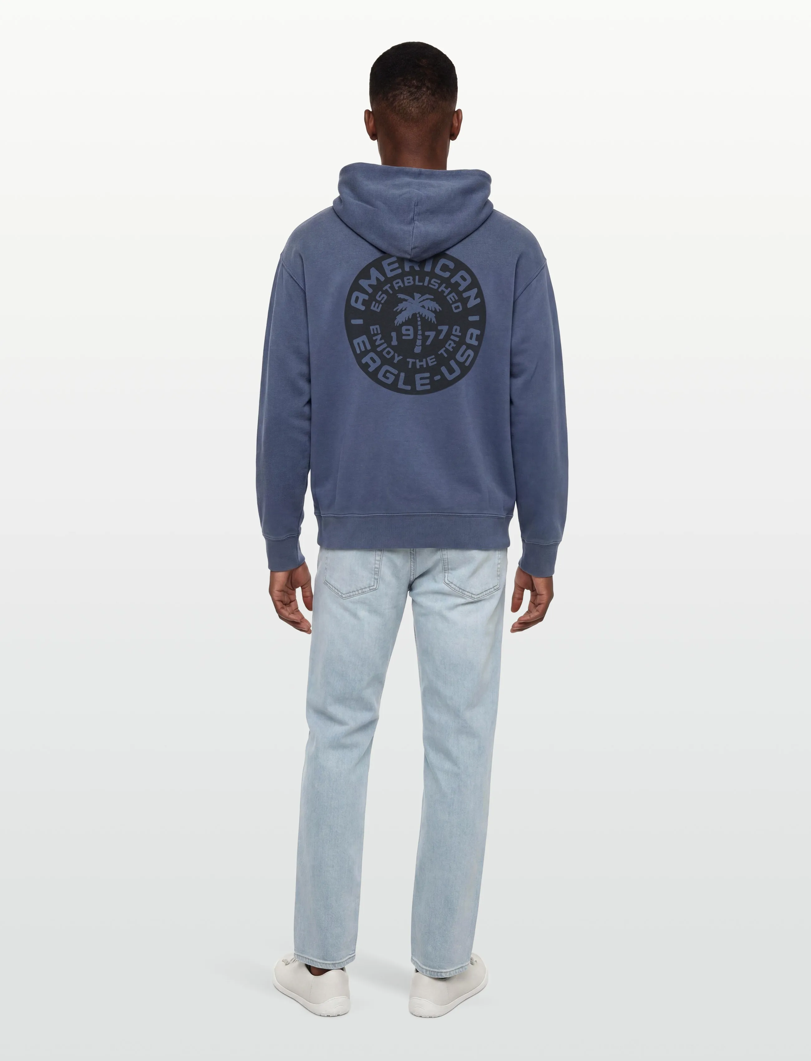 American Eagle - 2270 FRENCH TERRY GD GRAPHIC HOOD - kapuutsiga pusad - tidal blue - 4