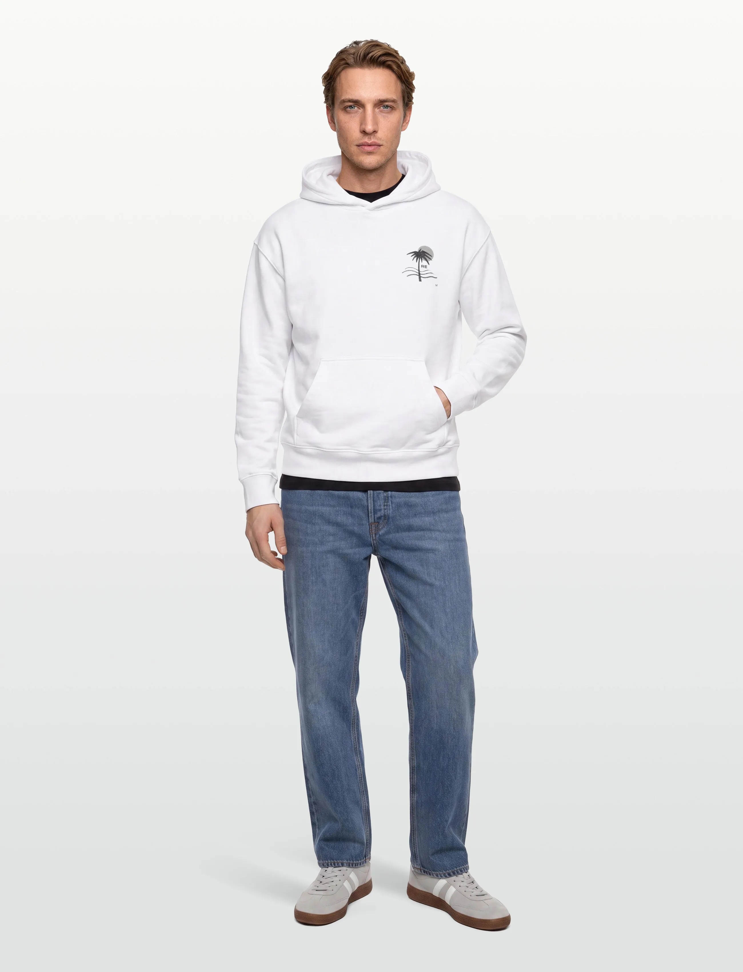 American Eagle 2271 French Terry Pd Graphic Hood, S, Sweatshirts & Hoodies, Weiß - Männerswear