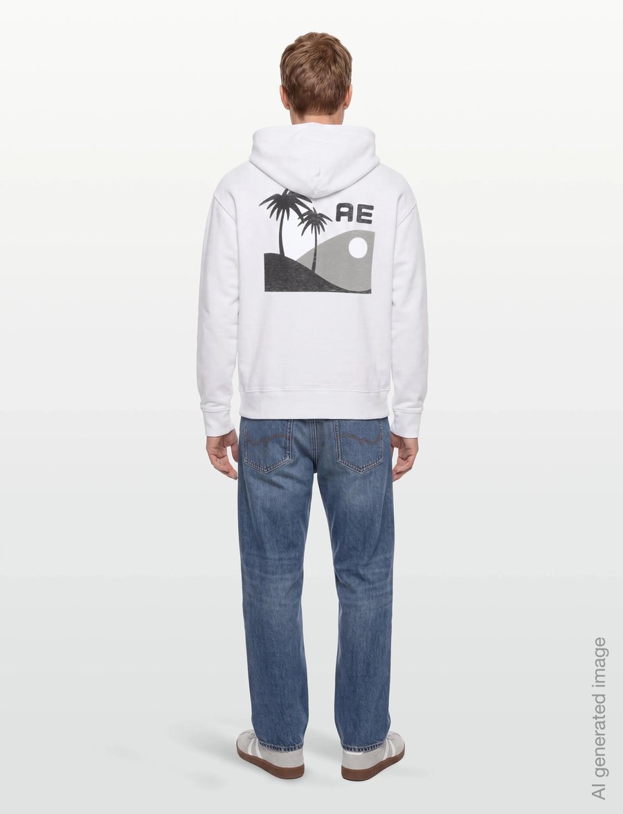 American Eagle - 2271 FRENCH TERRY PD GRAPHIC HOOD - kapuzenpullover - white - 4