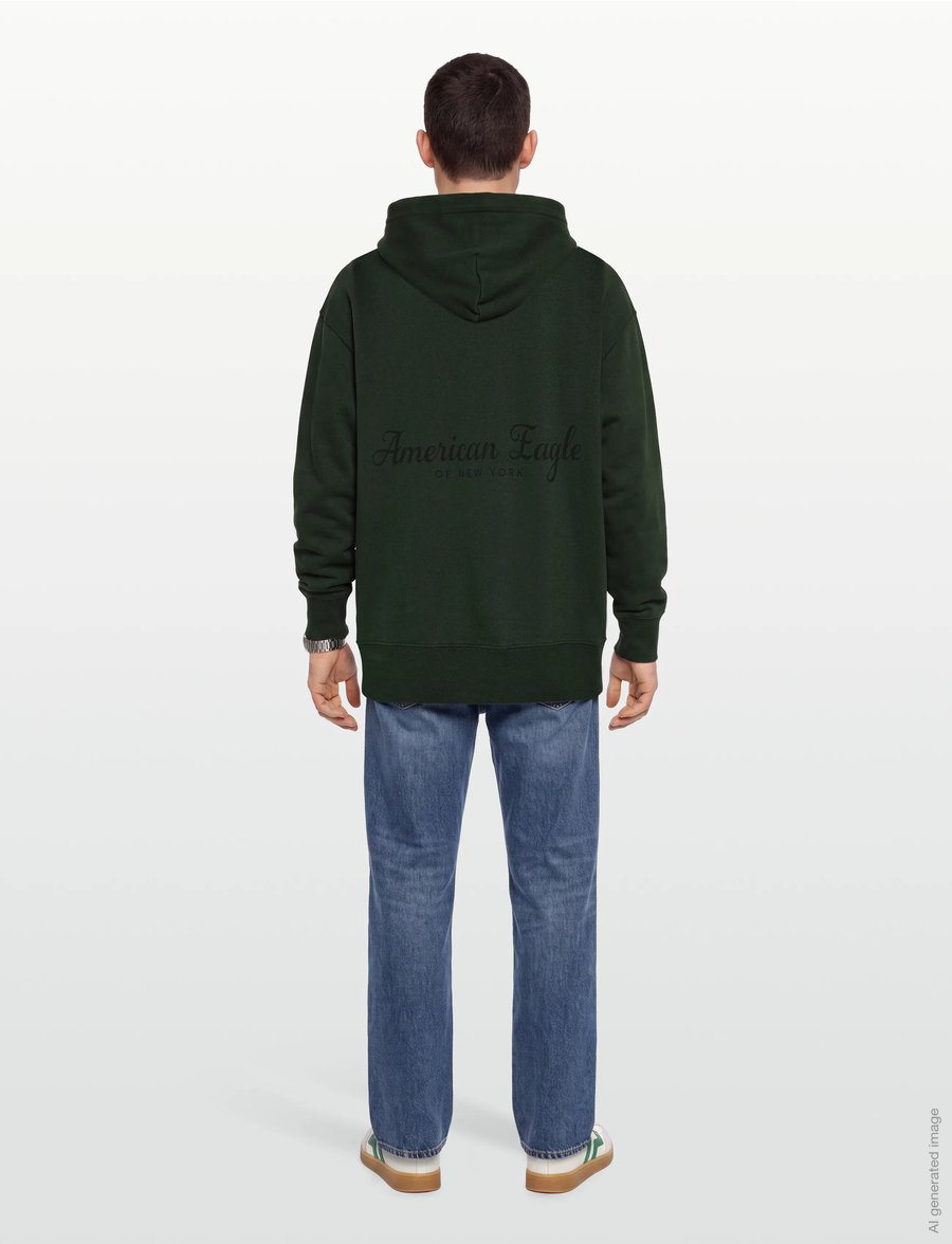 American Eagle - 2426 PD HERITAGE GRAPHIC HOODIE - kapuutsiga pusad - camo green - 4