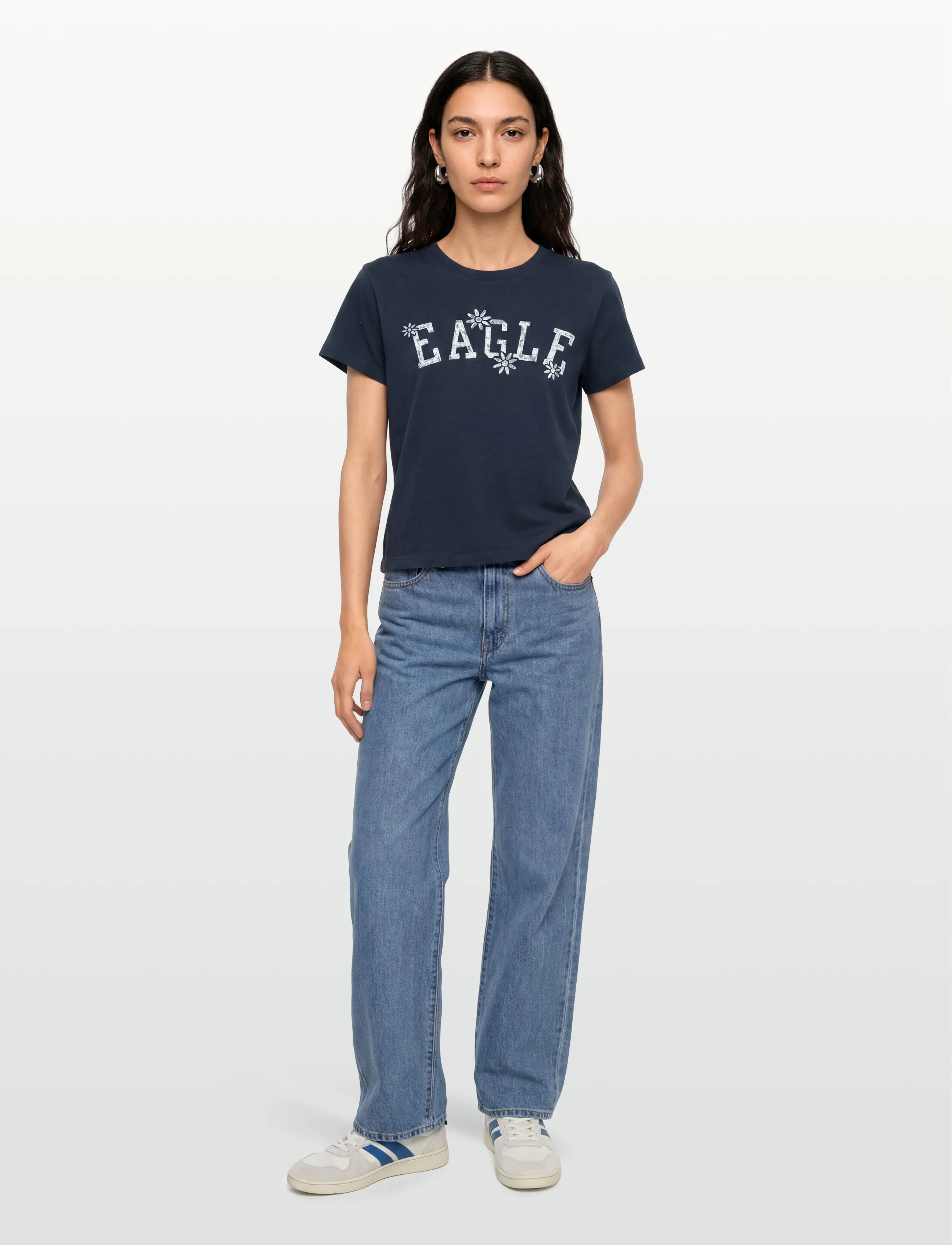 American Eagle 9285 Mfo Tomboy Tee, Kvinder, Grafisk T-Shirt, Navy, Str: L