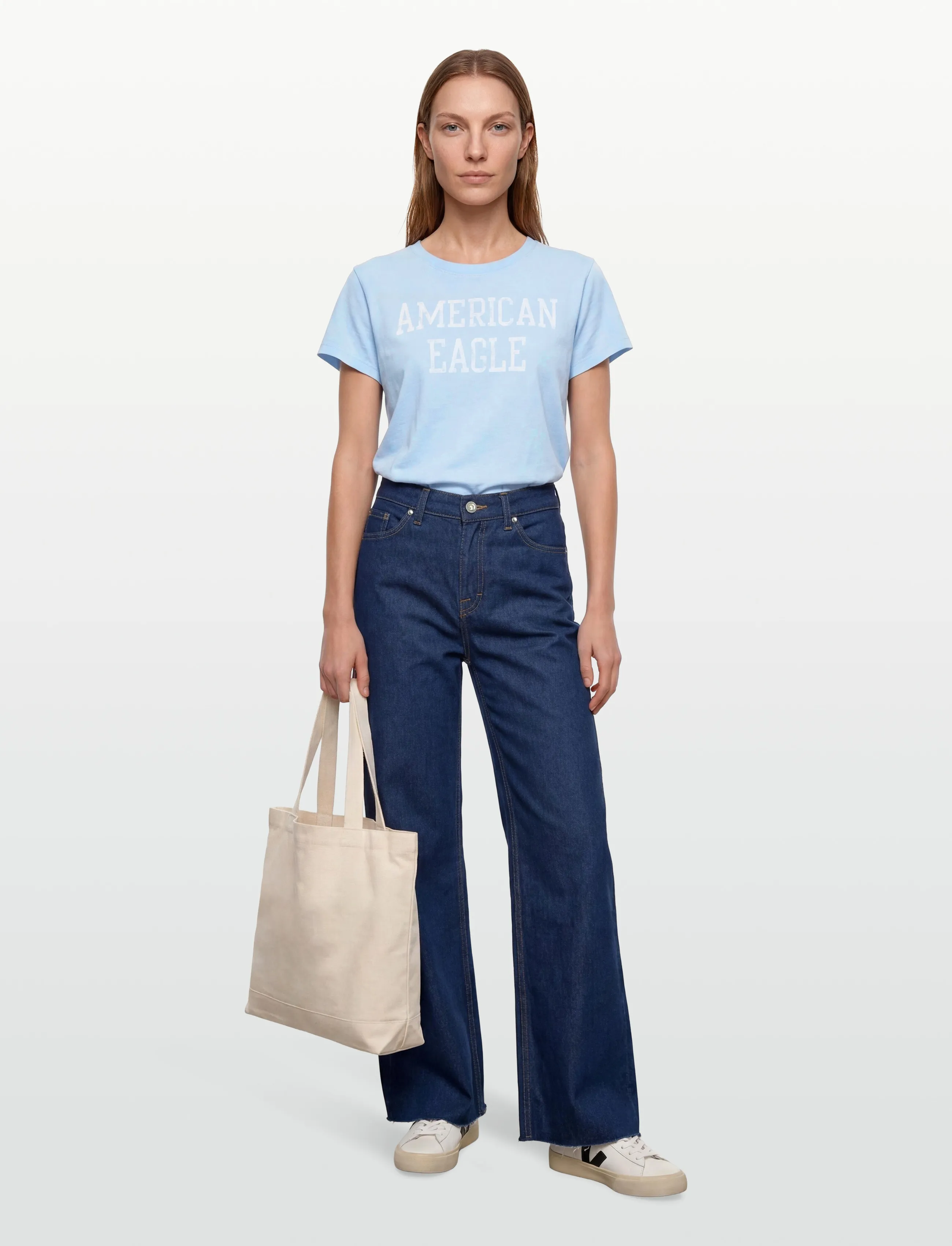 American Eagle 9285 MFO TOMBOY TEE - T-Shirts & Tops - LIGHT BLUE / blue