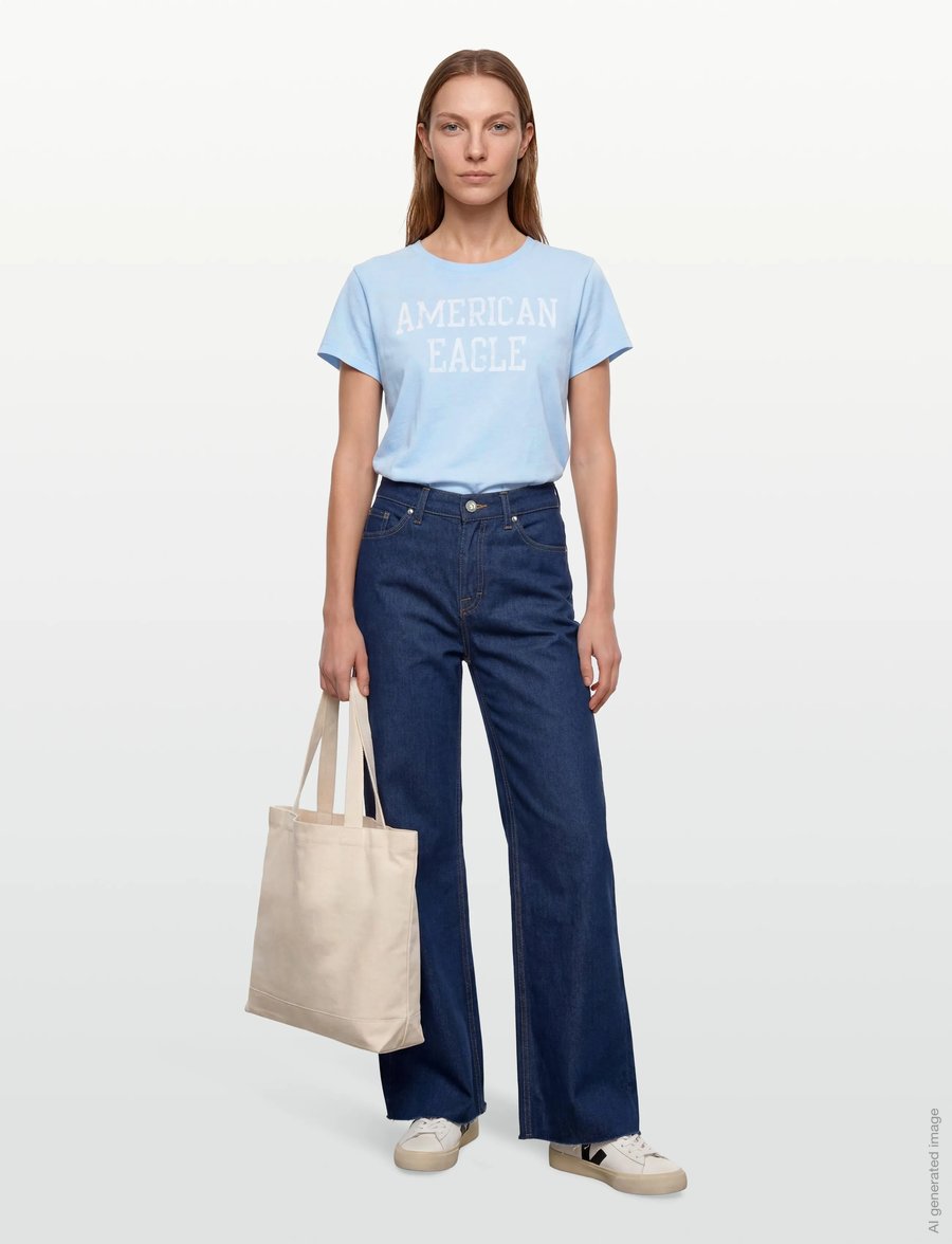 American Eagle - 9285 MFO TOMBOY TEE - t-shirts - light blue - 0