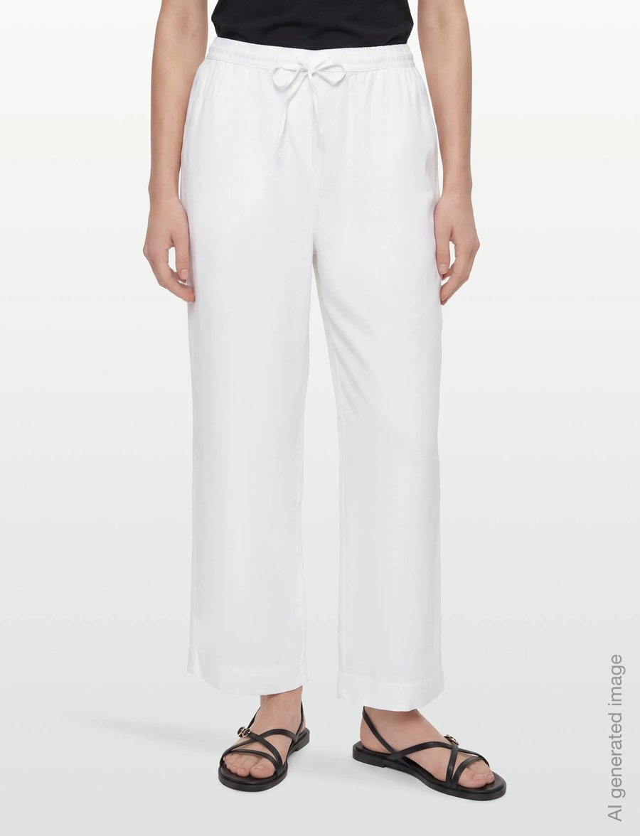 American Eagle - INTL MB PULL ON PANT - wide leg trousers - white - 3