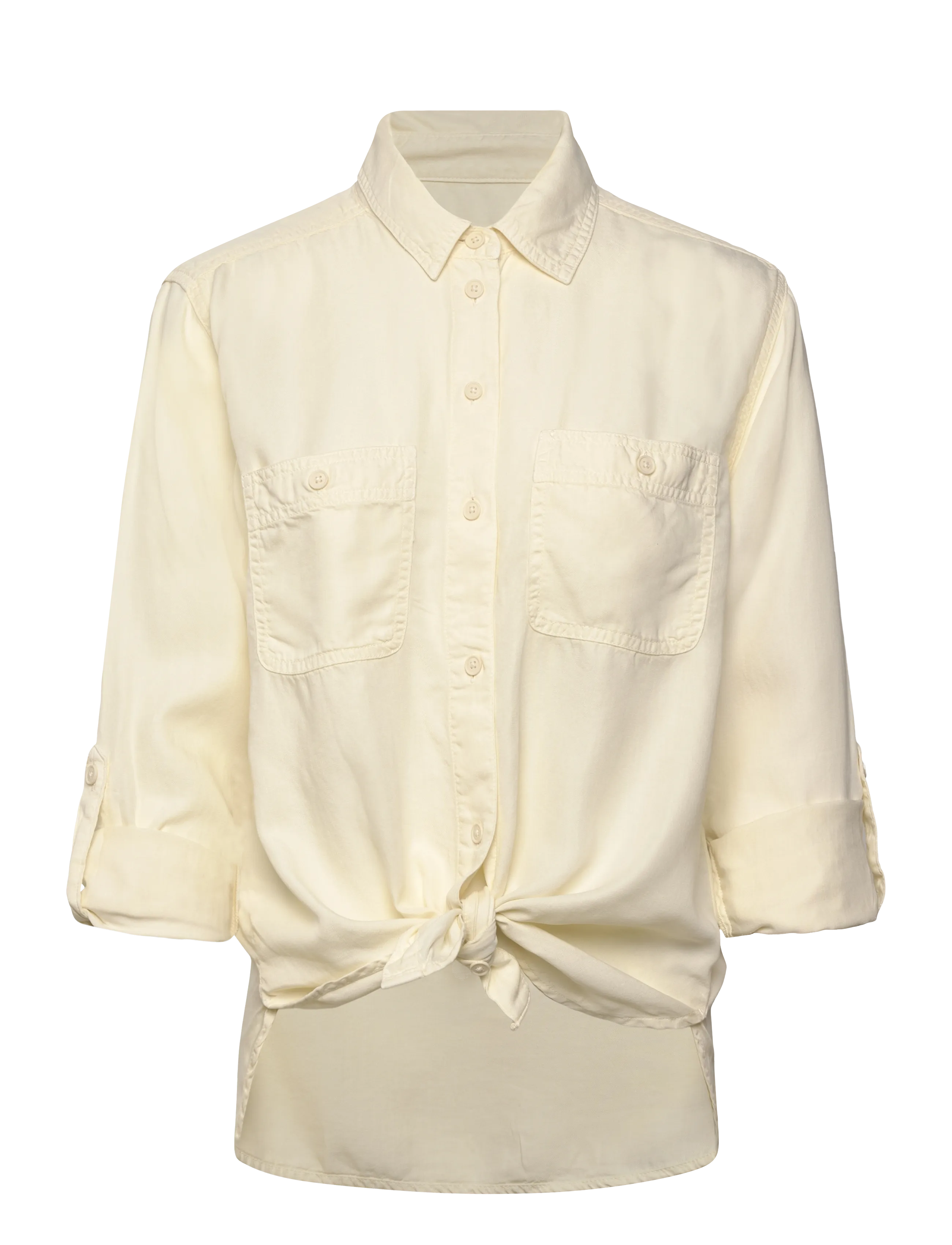 American Eagle 3696 CORE NEW TENCEL SHIRT - Pikkade varrukatega särgid - CREAM / cream