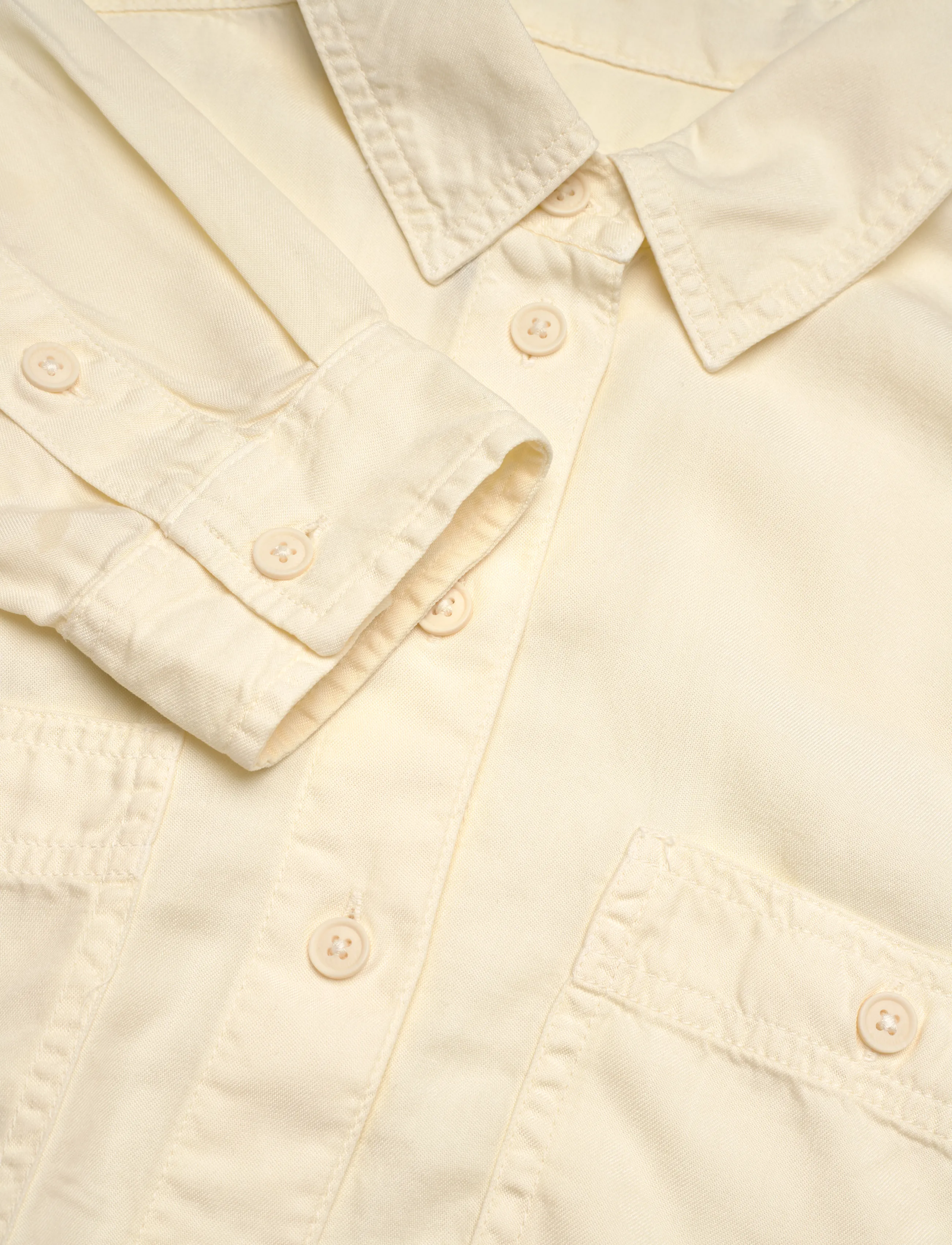 American Eagle - 3696 CORE NEW TENCEL SHIRT - cream - 3