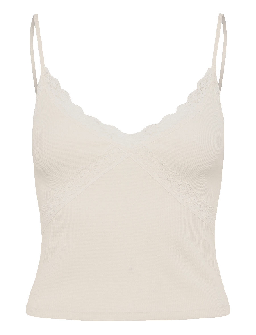 American Eagle - 5722 WAFFLE LACE CAMI - linnen - cream - 0