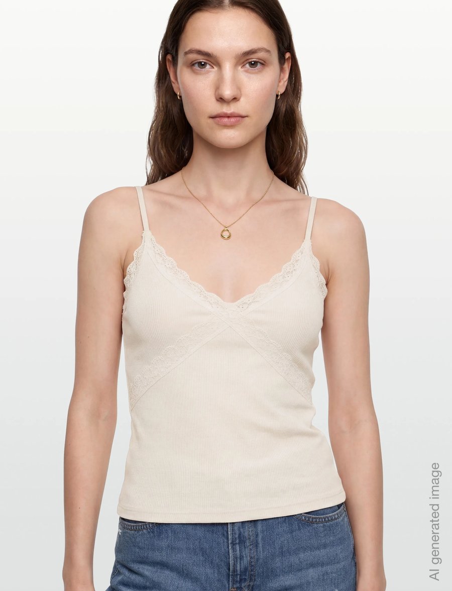American Eagle - 5722 WAFFLE LACE CAMI - Ärmellose tops - cream - 3
