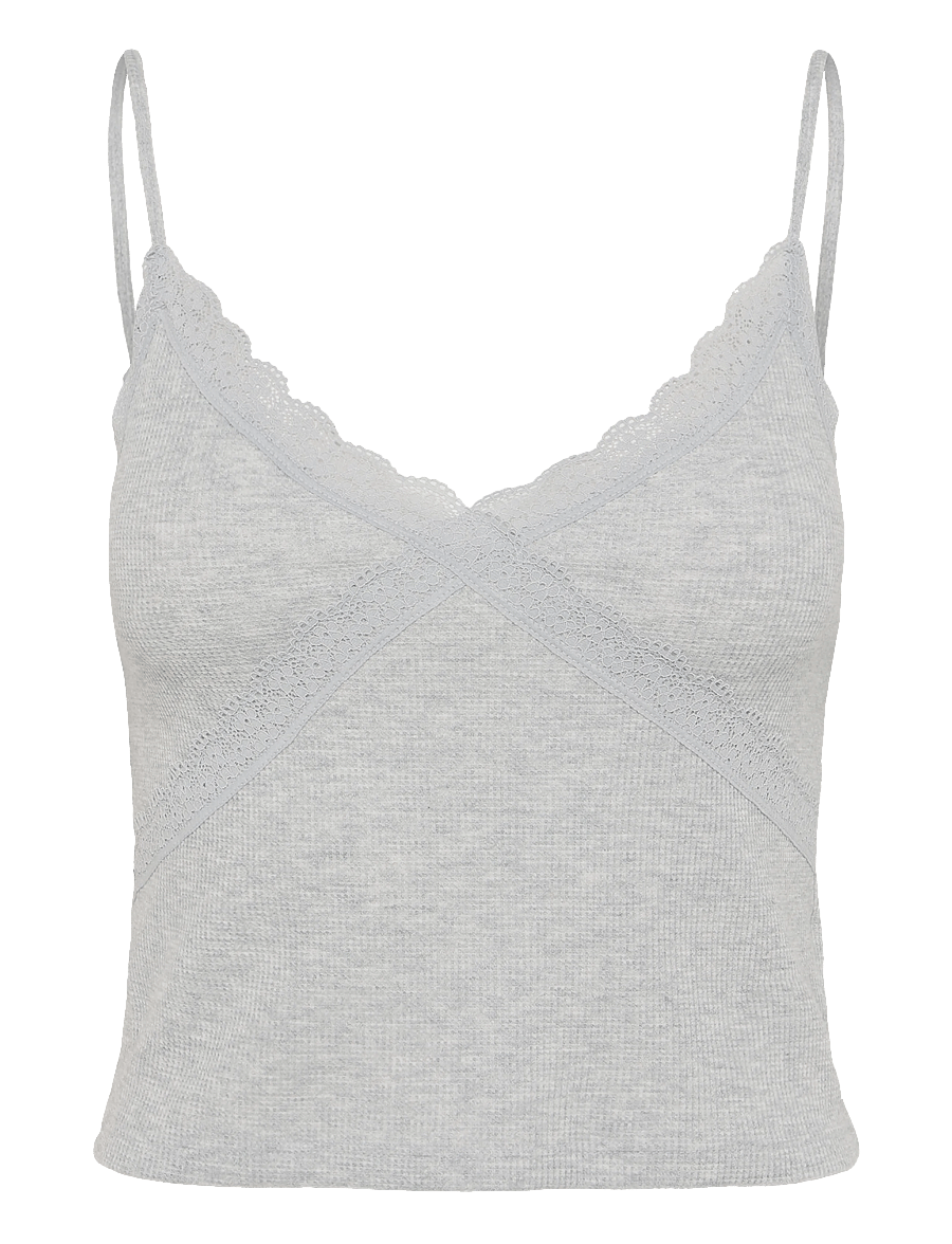 American Eagle - 5768 WAFFLE LACE CAMI HTHR - palaidinukės be rankovių - heather gray - 0
