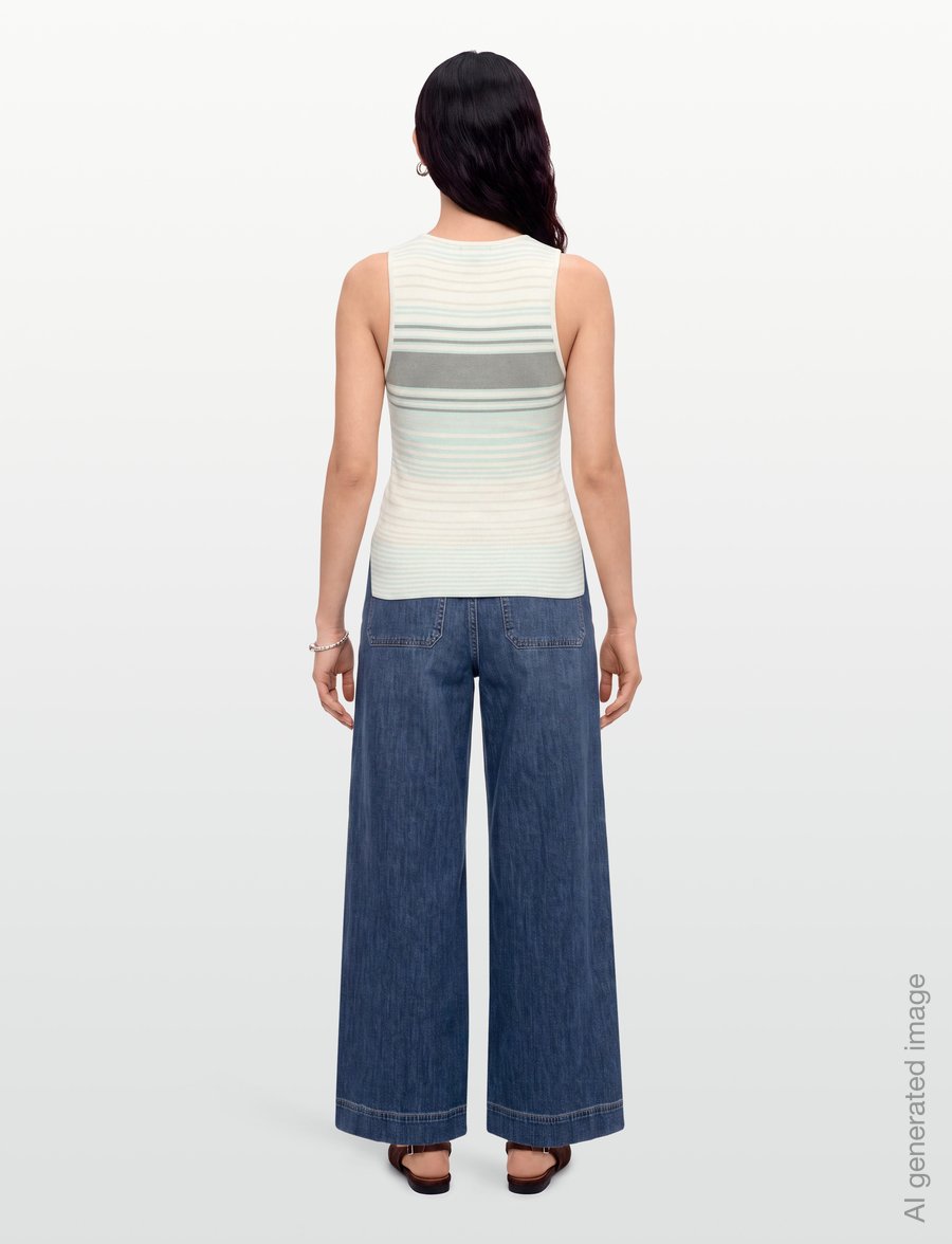 American Eagle - 5942 NEW BASIC TANK STRIPES - varrukateta topid - willow green - 4