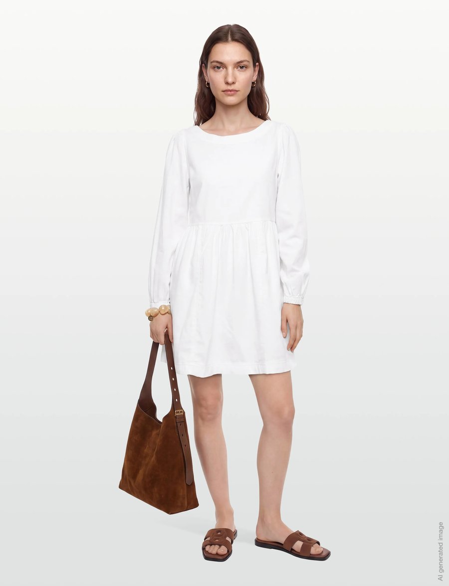 American Eagle - LS SWING MINI DRESS INTL - konfirmationstøj - white - 0