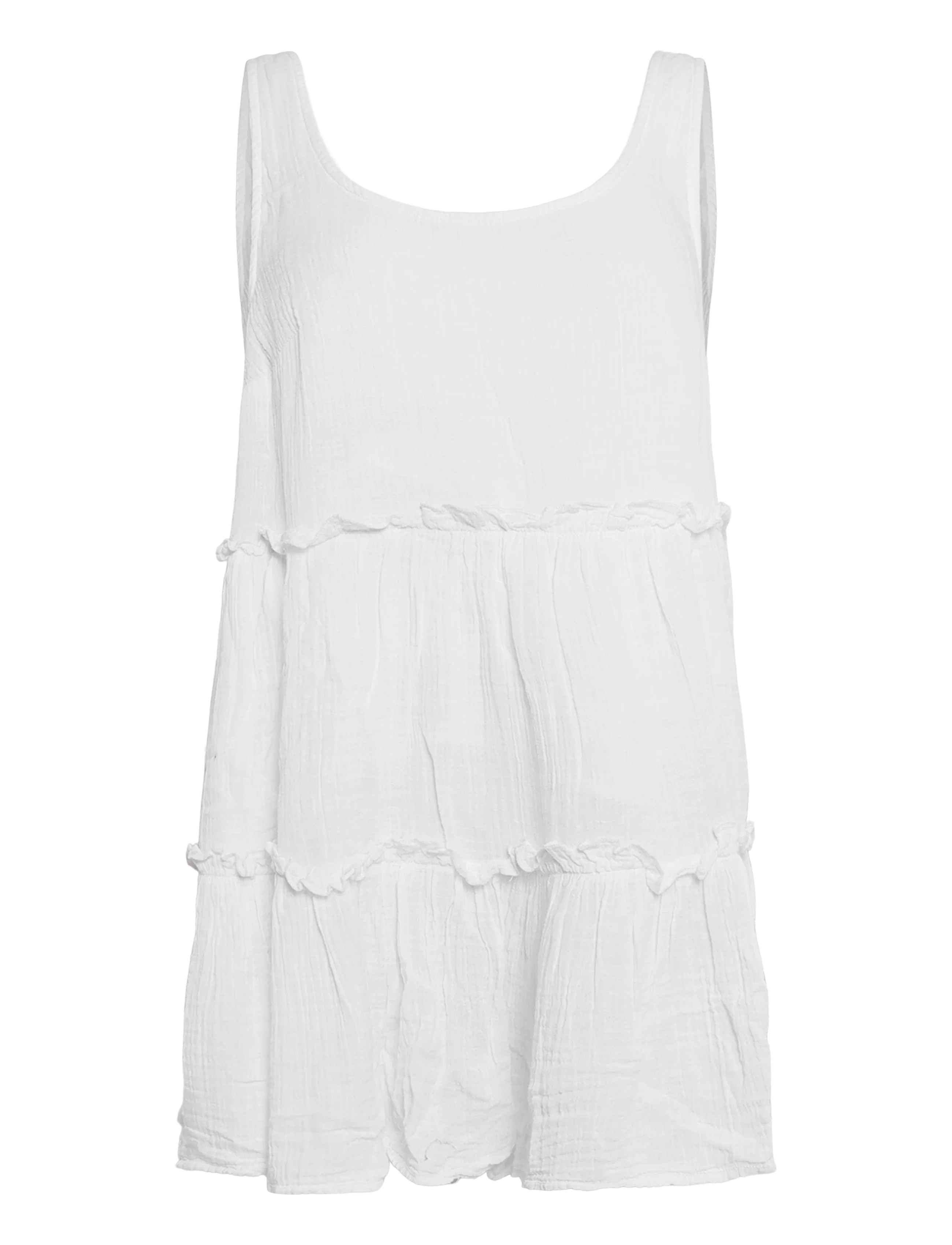 American Eagle 7928 Tiered Scoop Ruffle Mini Pd, XS, T-shirts & Oberteile, Weiß - Sleeveless, Frauen