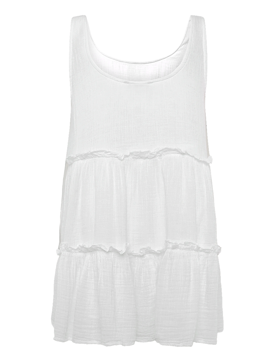American Eagle - 7928 TIERED SCOOP RUFFLE MINI PD - tanktops - white - 1