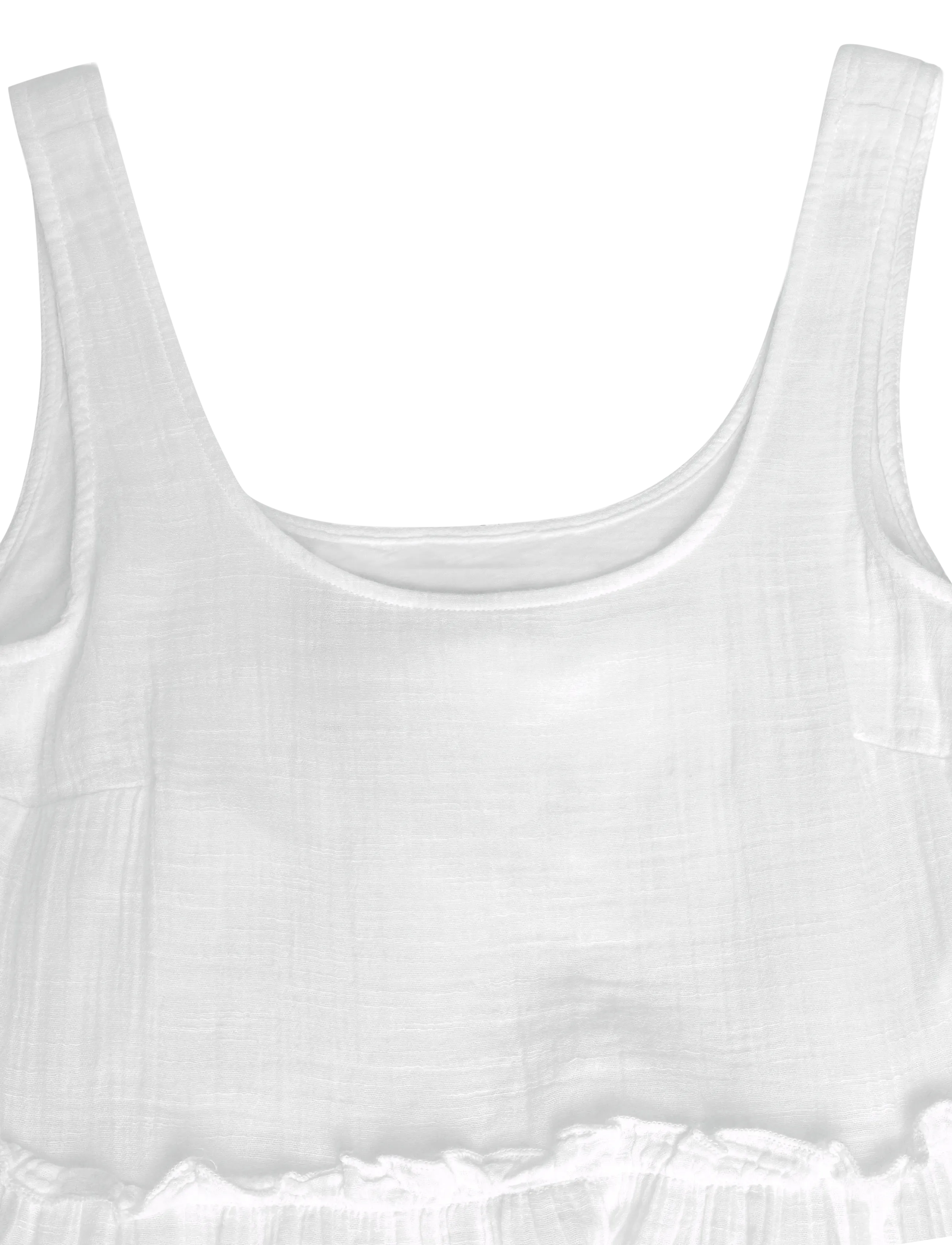 American Eagle - 7928 TIERED SCOOP RUFFLE MINI PD - tanktops - white - 2