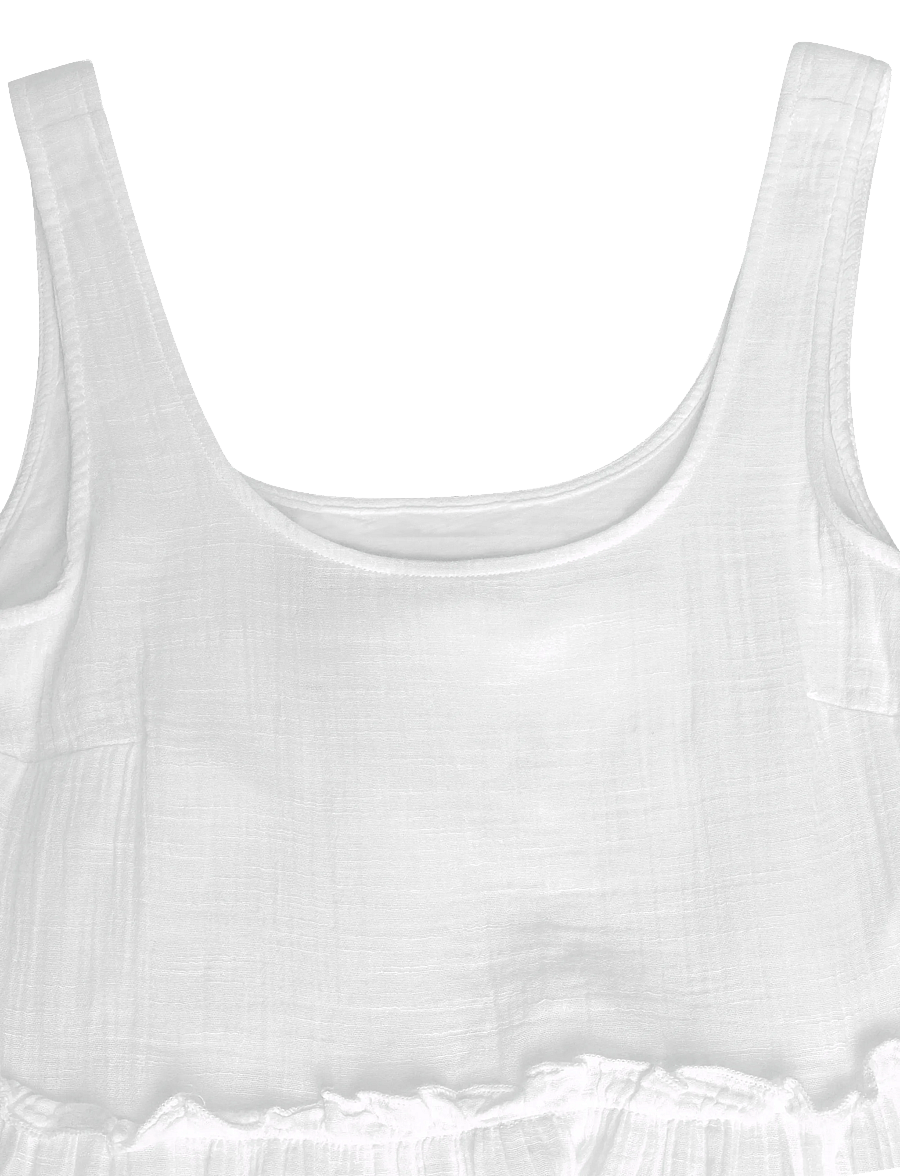 American Eagle - 7928 TIERED SCOOP RUFFLE MINI PD - tanktops - white - 2